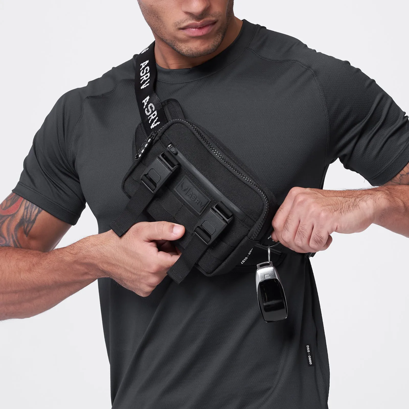 0197. Waterproof Cordura Small Crossbody Bag - Black ASRV