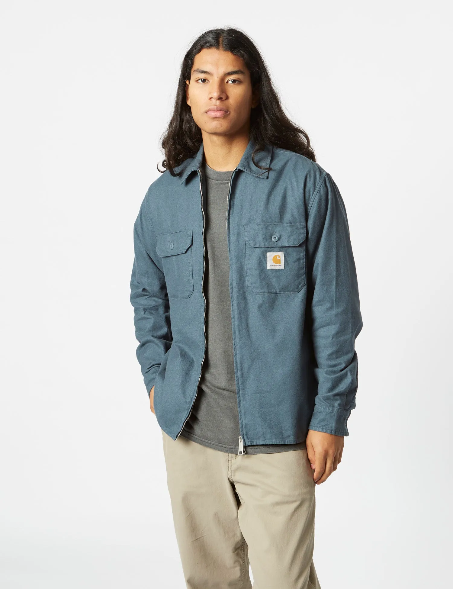 #1 Best Seller: Carhartt-WIP Milford Zip Shirt Jacket (Loose) - Ore Blue  Going Fast!
