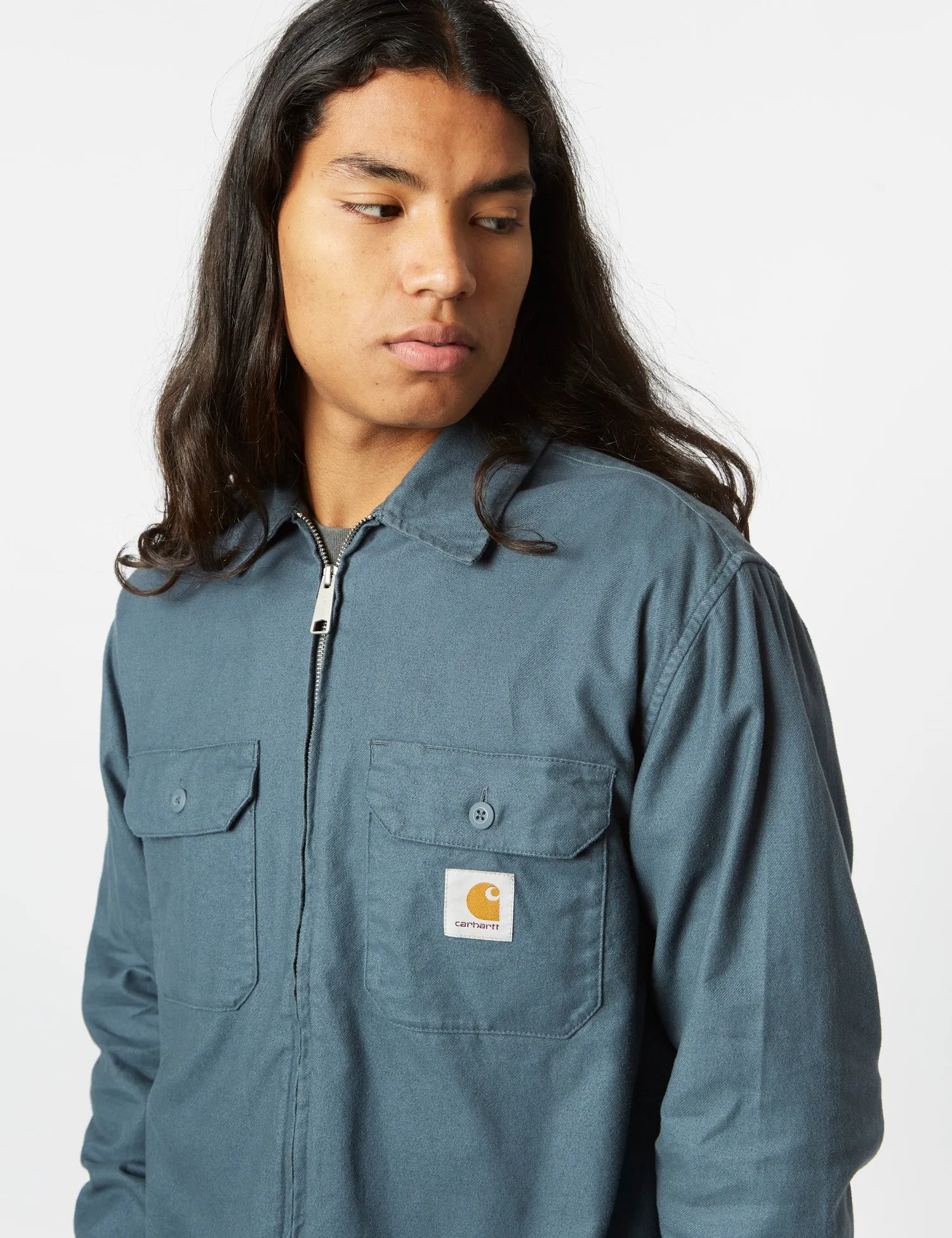 #1 Best Seller: Carhartt-WIP Milford Zip Shirt Jacket (Loose) - Ore Blue  Going Fast!
