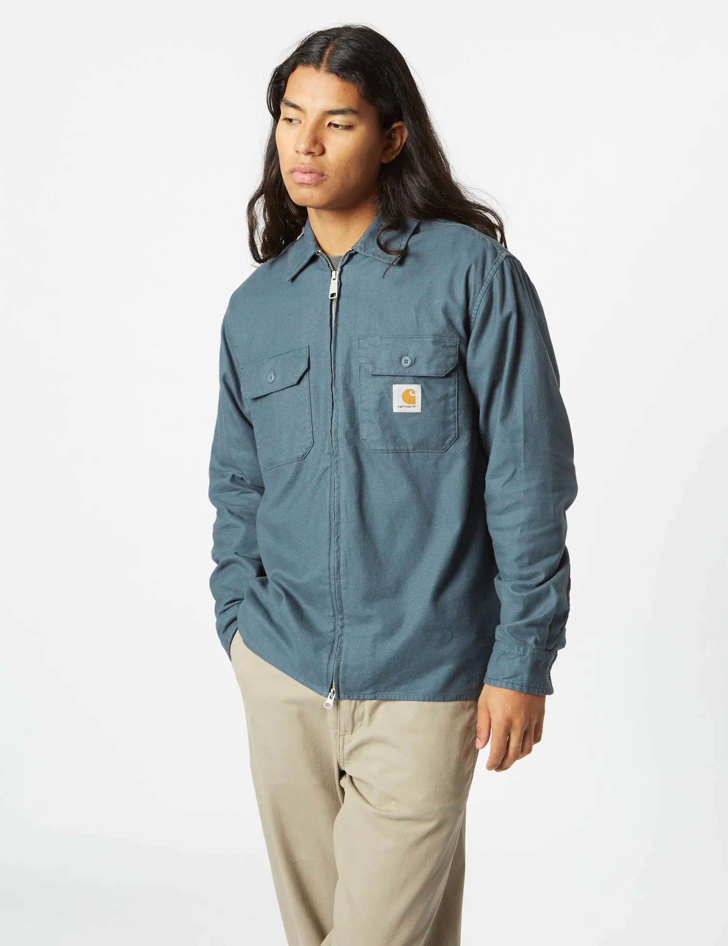 #1 Best Seller: Carhartt-WIP Milford Zip Shirt Jacket (Loose) - Ore Blue  Going Fast!