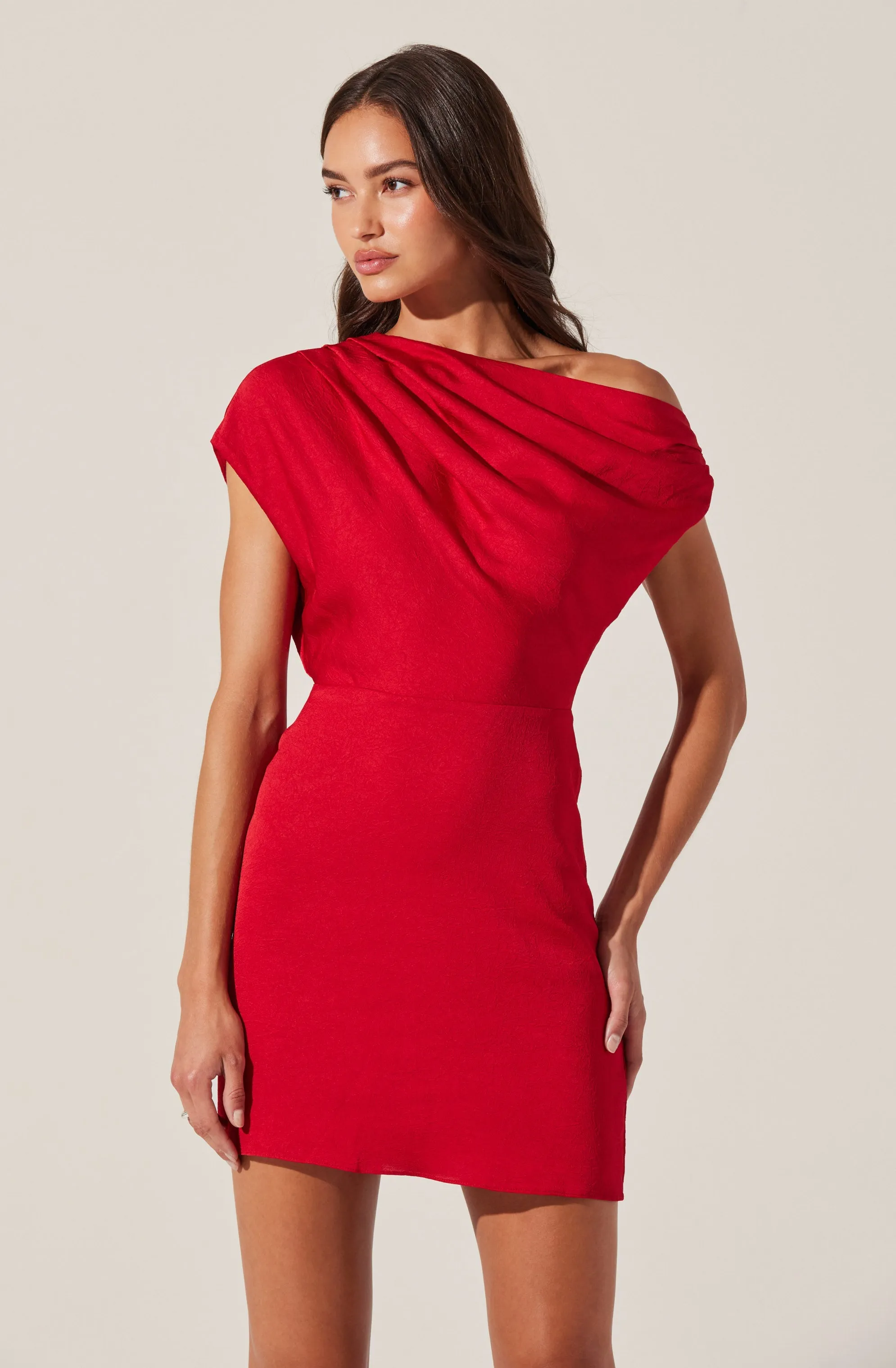 #1 Best Seller: Draped Off Shoulder Mini Dress  Last Few Pieces!