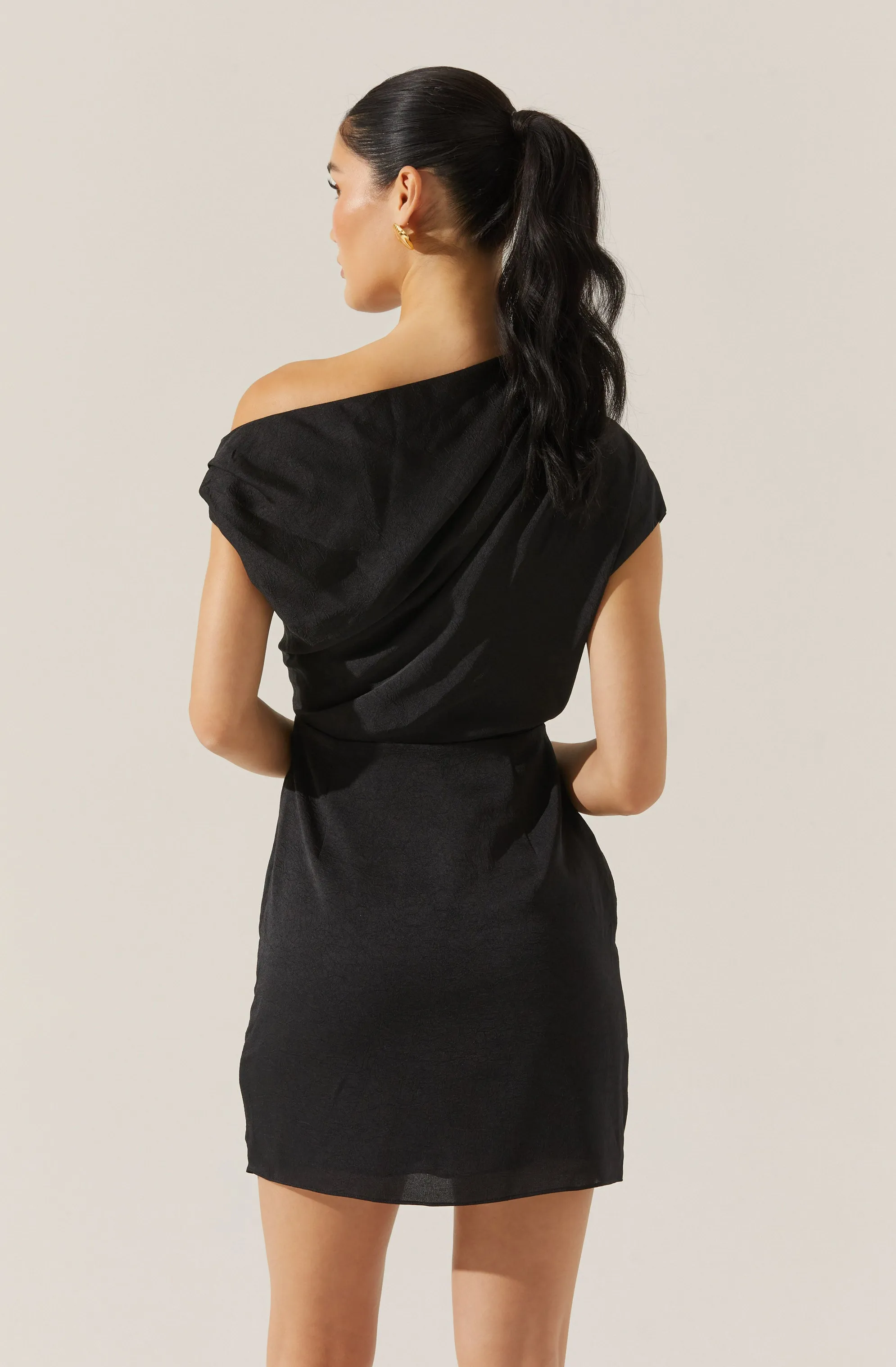 #1 Best Seller: Draped Off Shoulder Mini Dress  Last Few Pieces!