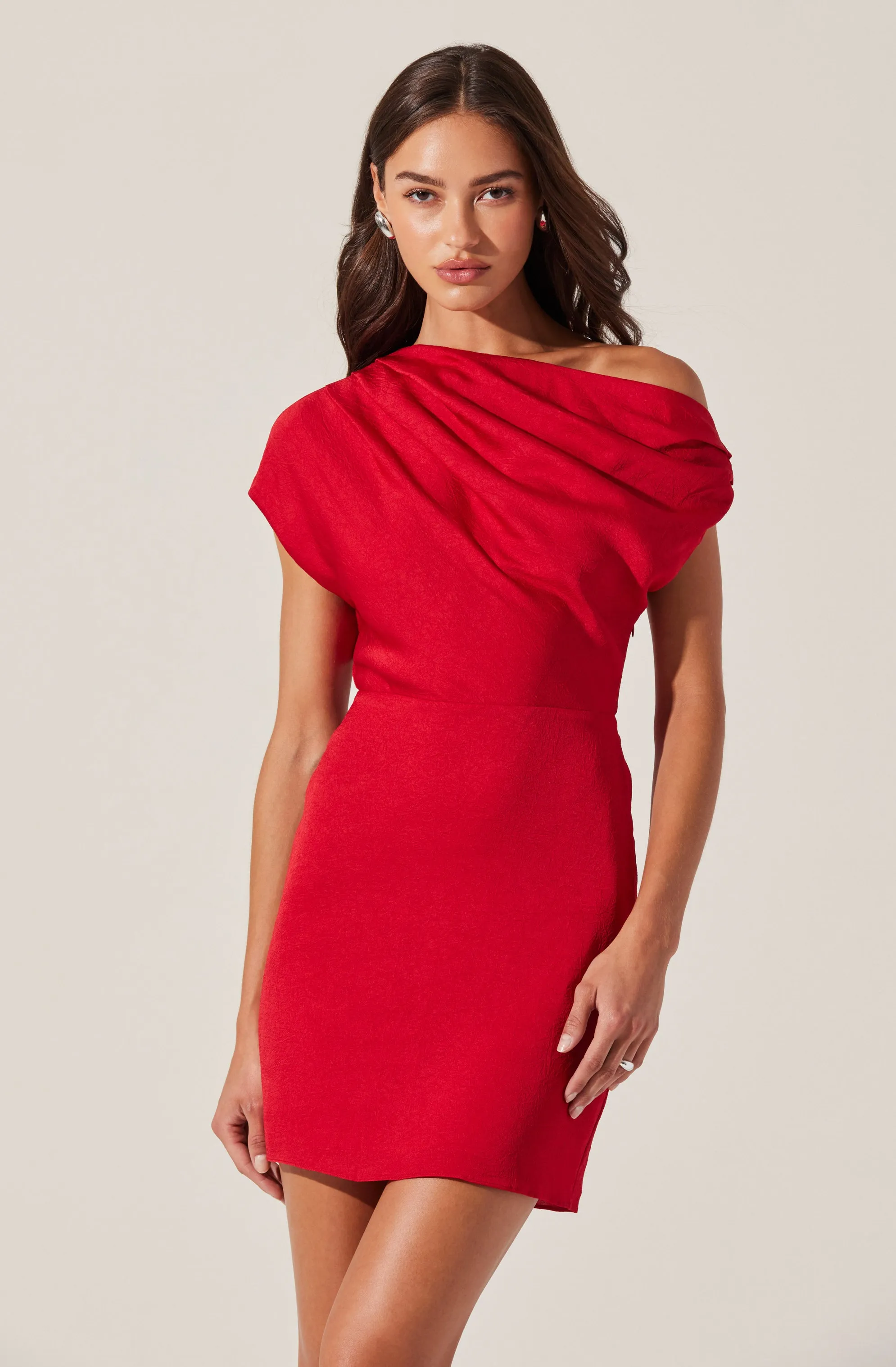 #1 Best Seller: Draped Off Shoulder Mini Dress  Last Few Pieces!