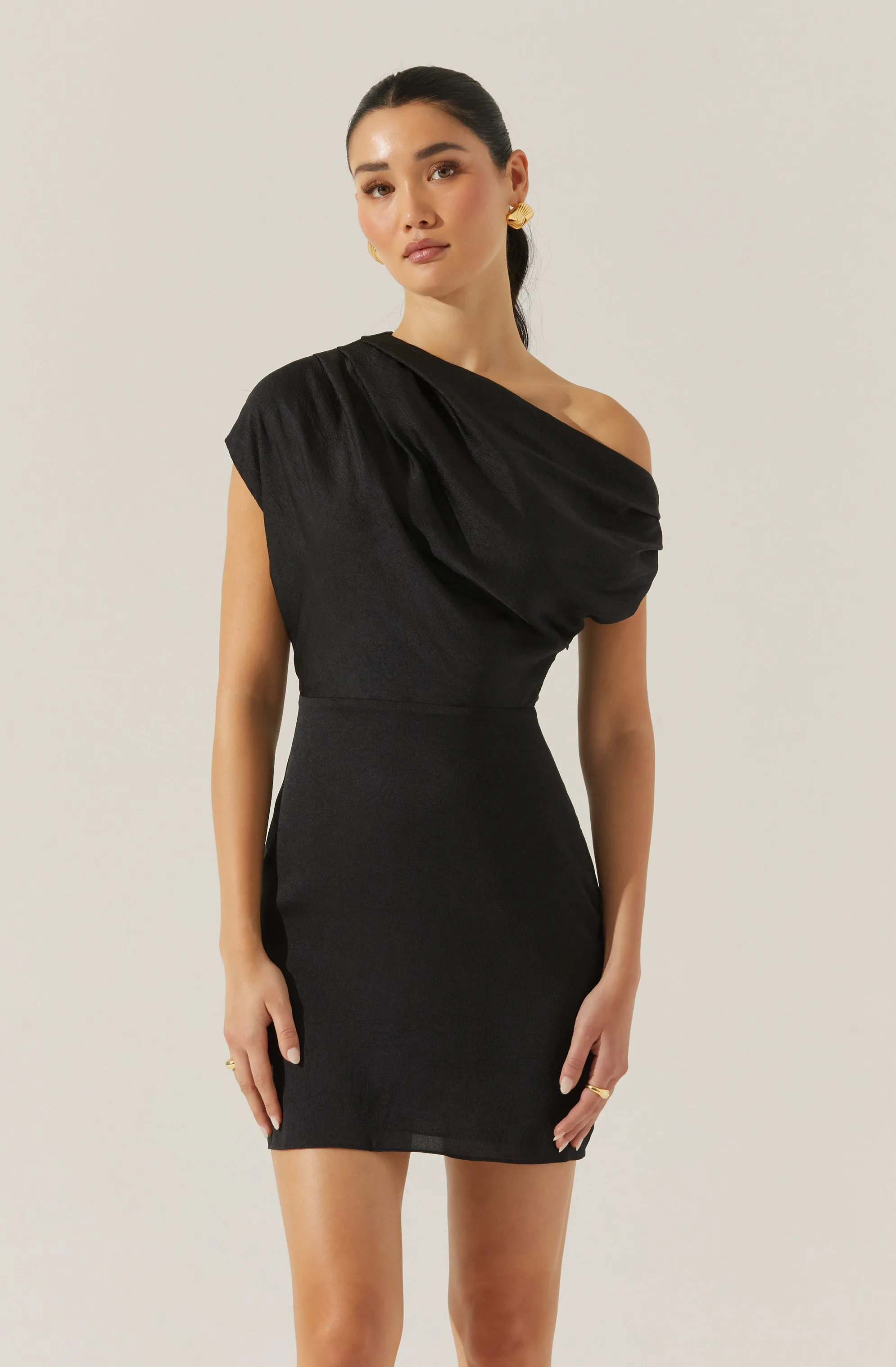 #1 Best Seller: Draped Off Shoulder Mini Dress  Last Few Pieces!