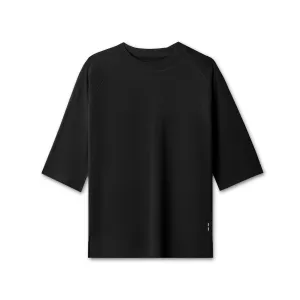 1086. Supima 3/4-Sleeve Oversized Tee - Black ASRV