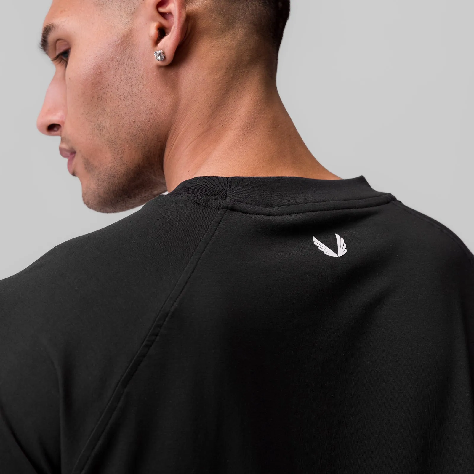 1086. Supima 3/4-Sleeve Oversized Tee - Black ASRV