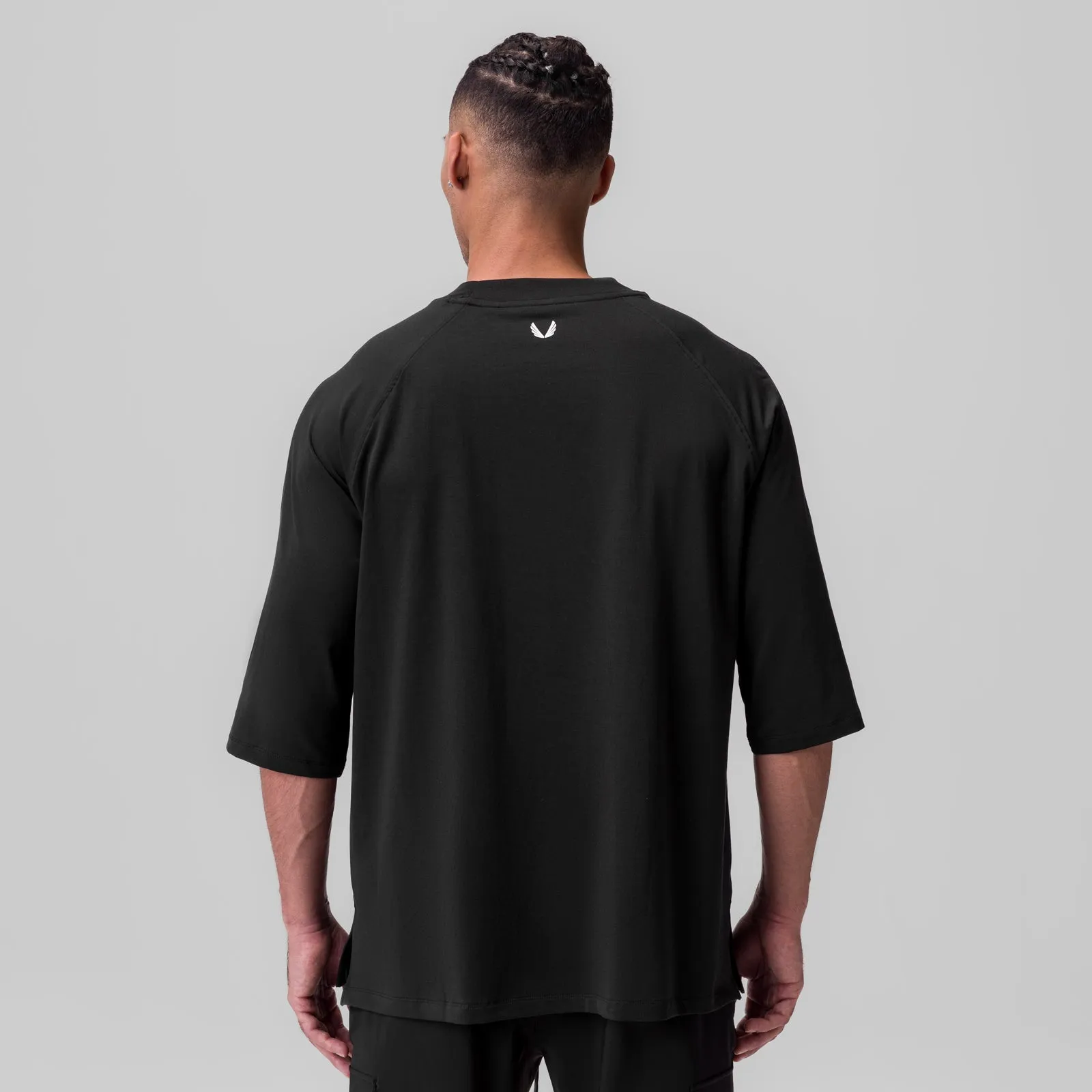 1086. Supima 3/4-Sleeve Oversized Tee - Black ASRV