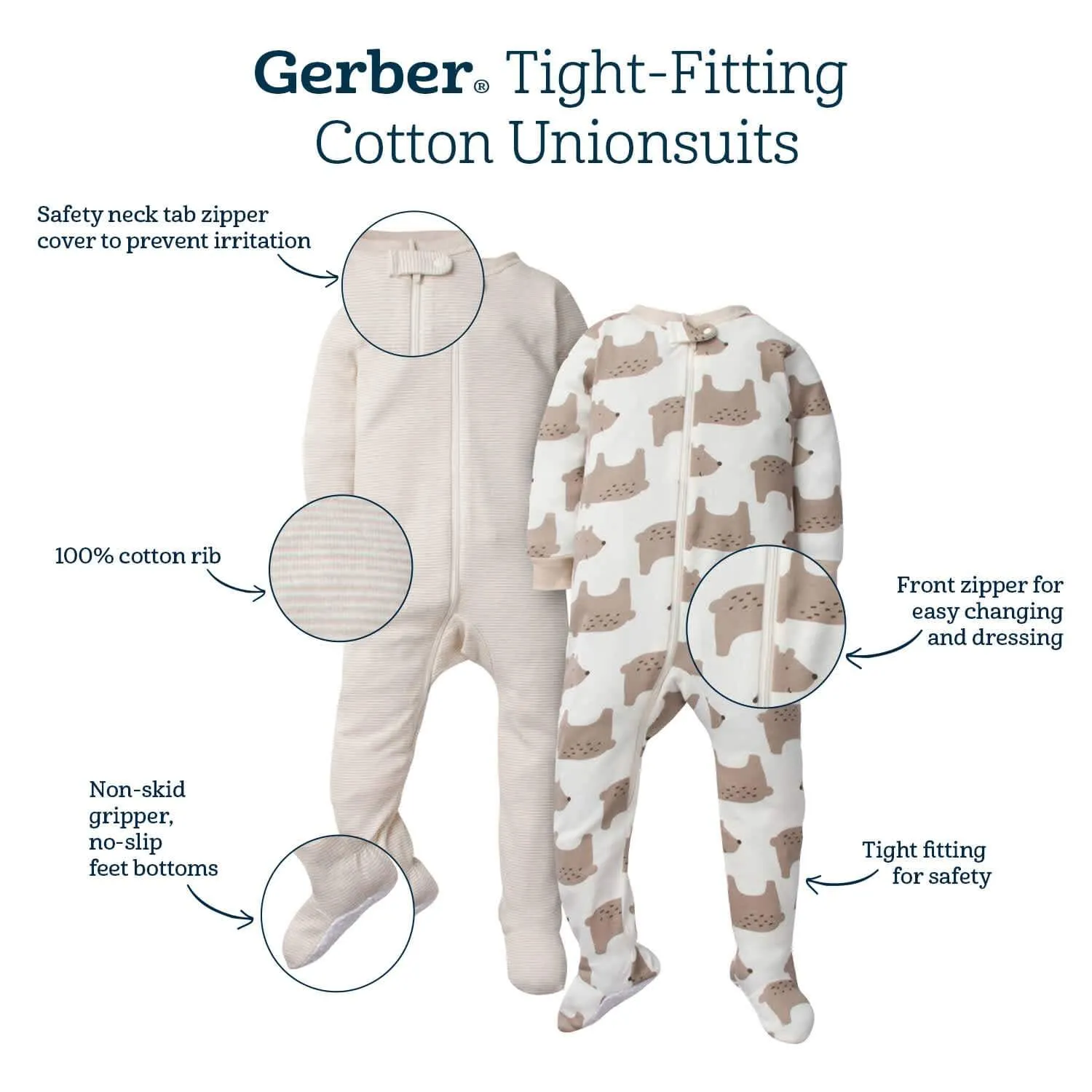 2-Pack Baby & Toddler Girls Dreams Snug Fit Footed Cotton Pajamas Gerber Childrenswea