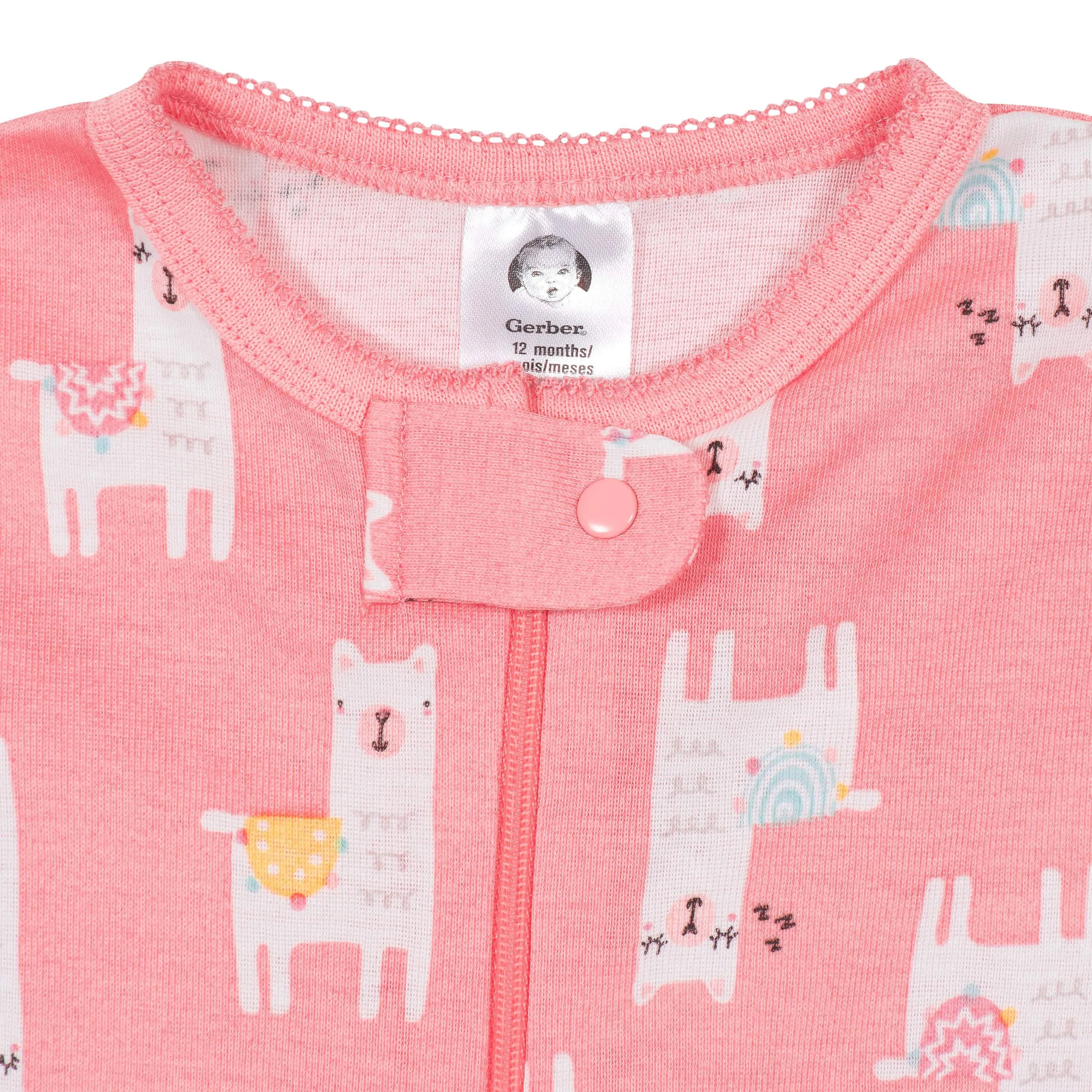 2-Pack Baby & Toddler Girls Llama Snug Fit Footed Cotton Pajamas Gerber Childrenswea