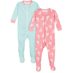 2-Pack Baby & Toddler Girls Llama Snug Fit Footed Cotton Pajamas Gerber Childrenswea