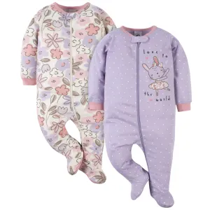 2-Pack Baby Girls Bunny Ballerina Sleep 'N Plays Gerber Childrenswea