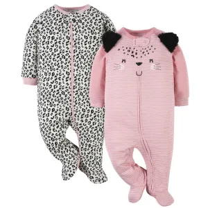 2-Pack Baby Girls Leopard Sleep 'N Plays Gerber Childrenswea