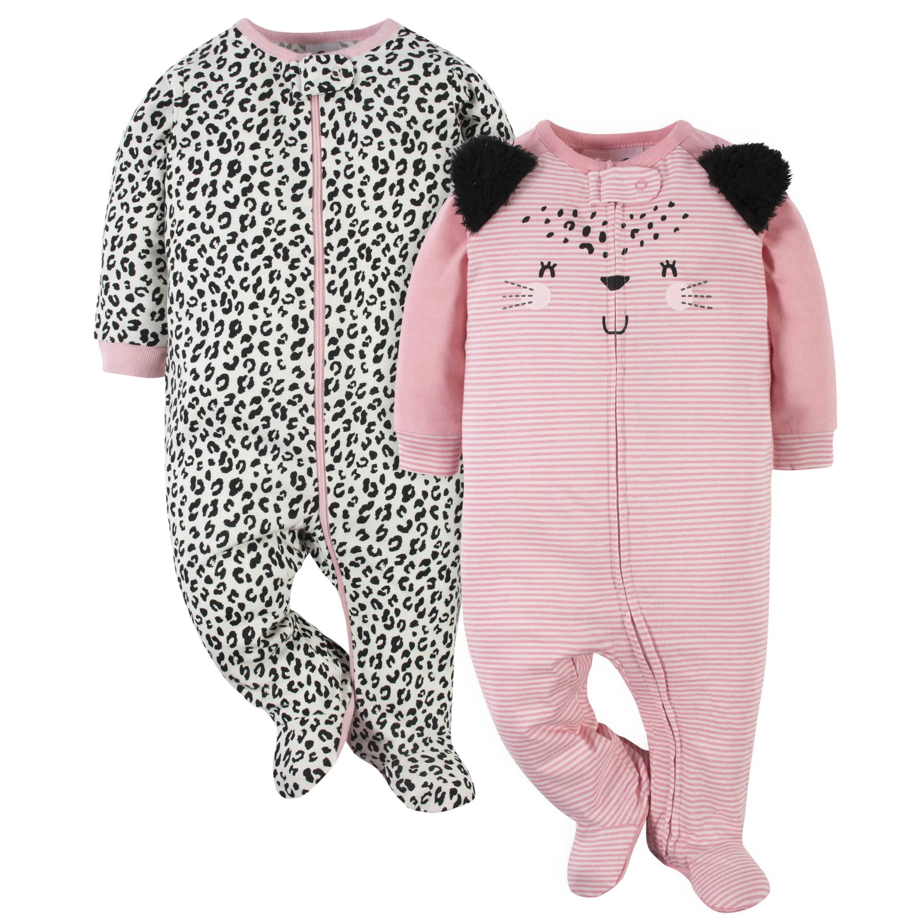 2-Pack Baby Girls Leopard Sleep 'N Plays Gerber Childrenswea