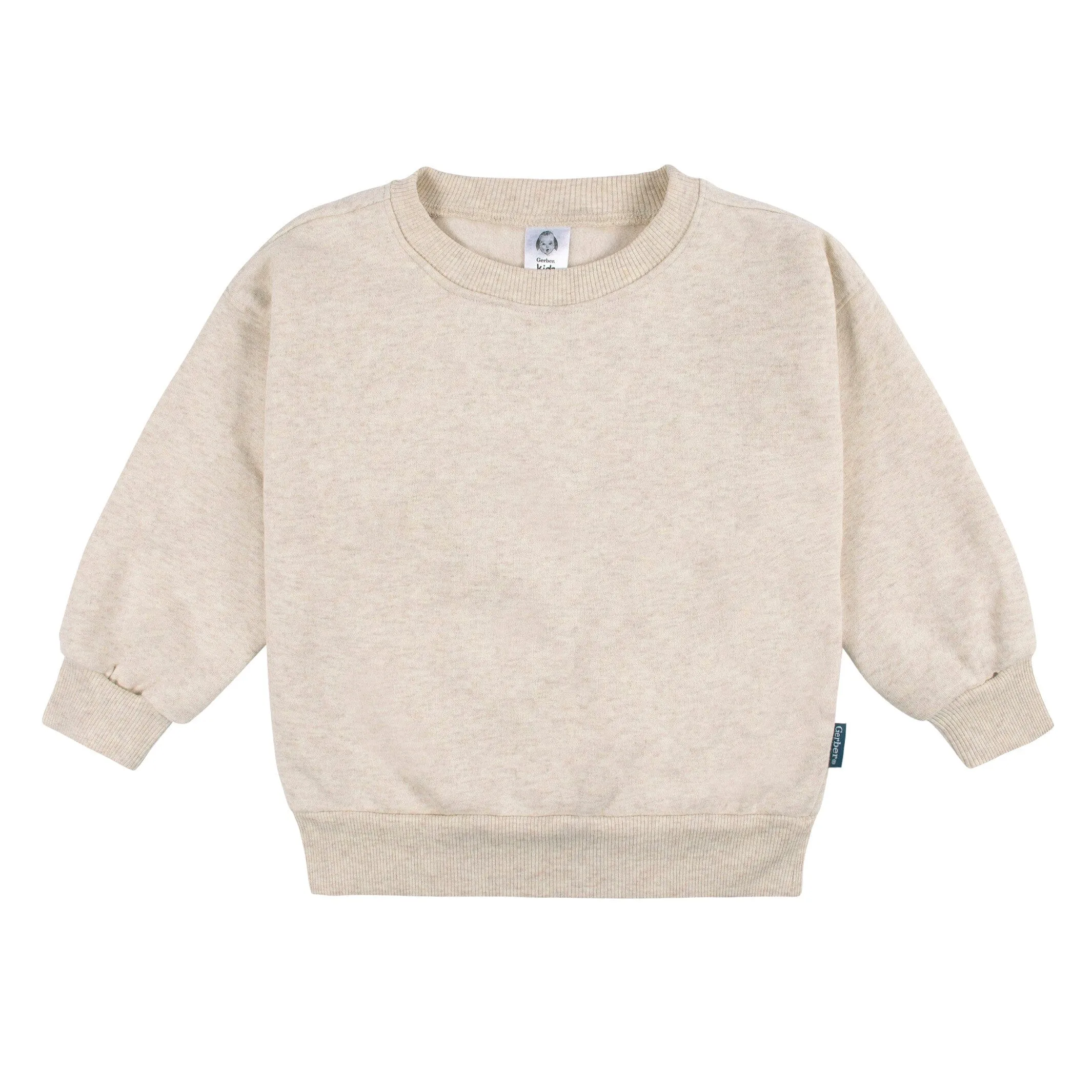 2-Piece Infant & Toddler Neutral Oatmeal Heather Sweatshirt & Pant Set Gerber Childrenswea