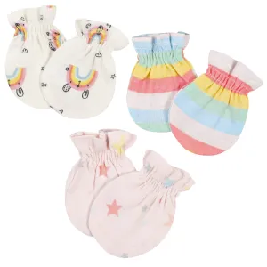 3-Pack Baby Girls Rainbow No Scratch Mittens Gerber Childrenswea