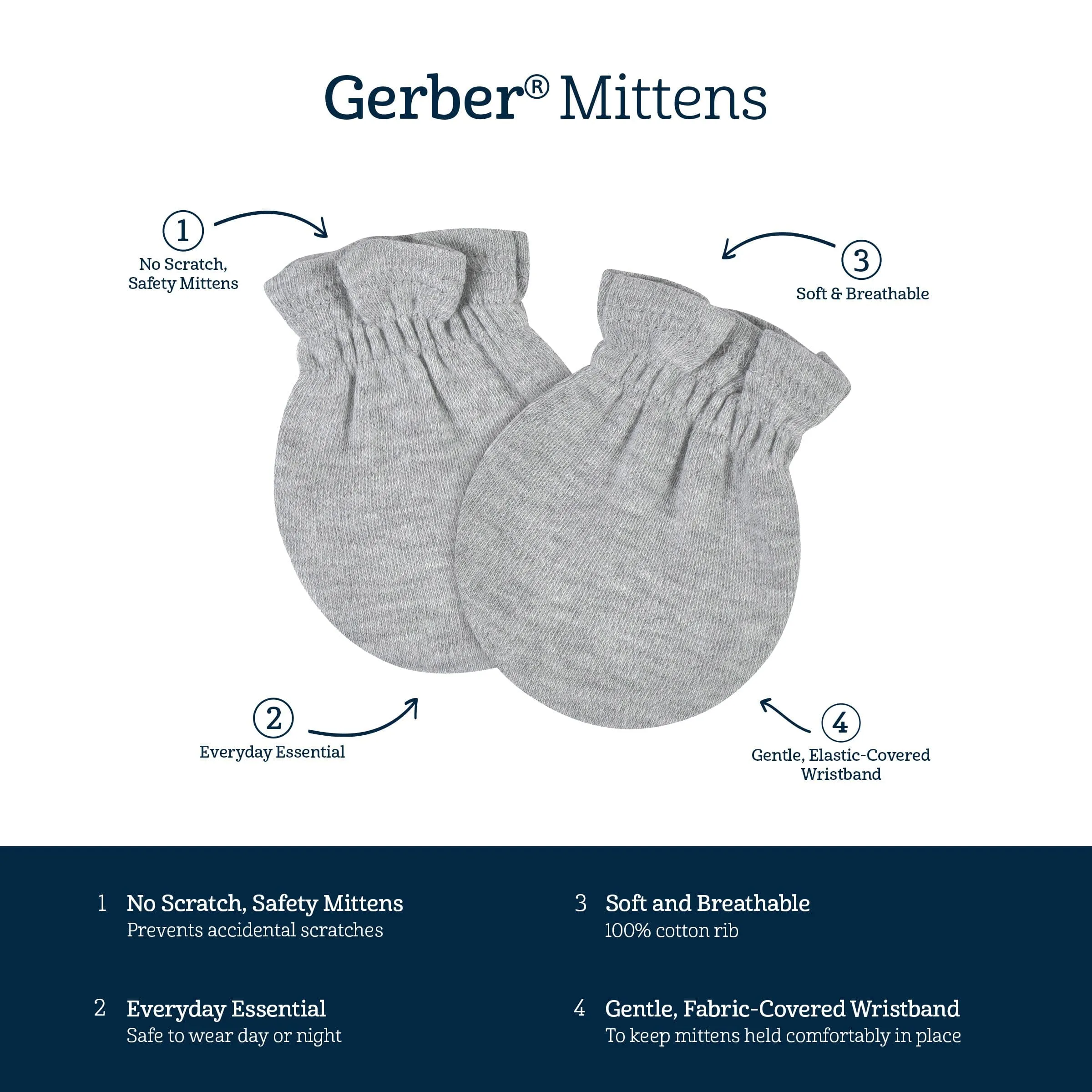 3-Pack Baby Girls Rainbow No Scratch Mittens Gerber Childrenswea