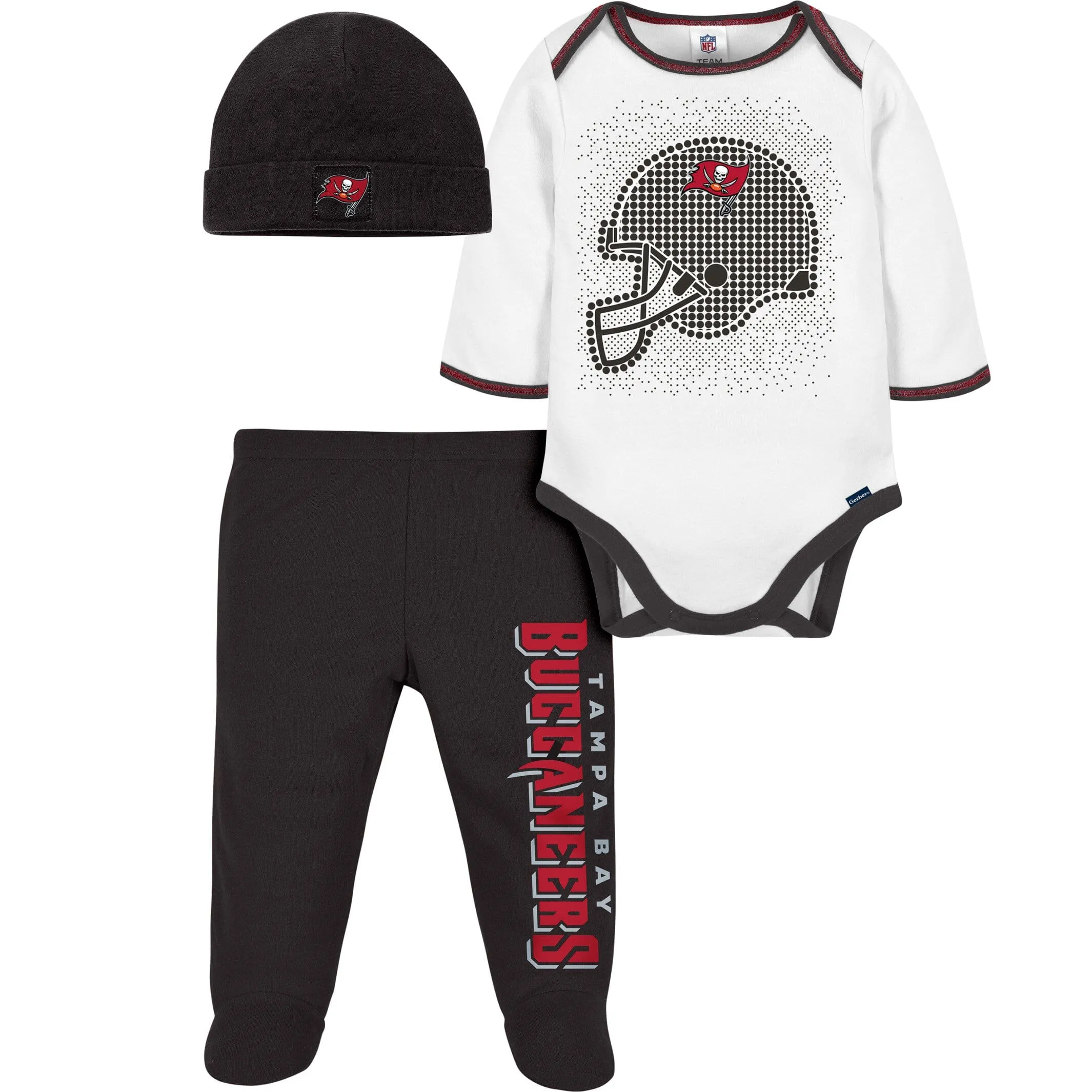 3-Piece Baby Boys Buccaneers Bodysuit, Footed Pant, & Cap Set Gerber Childrenswea