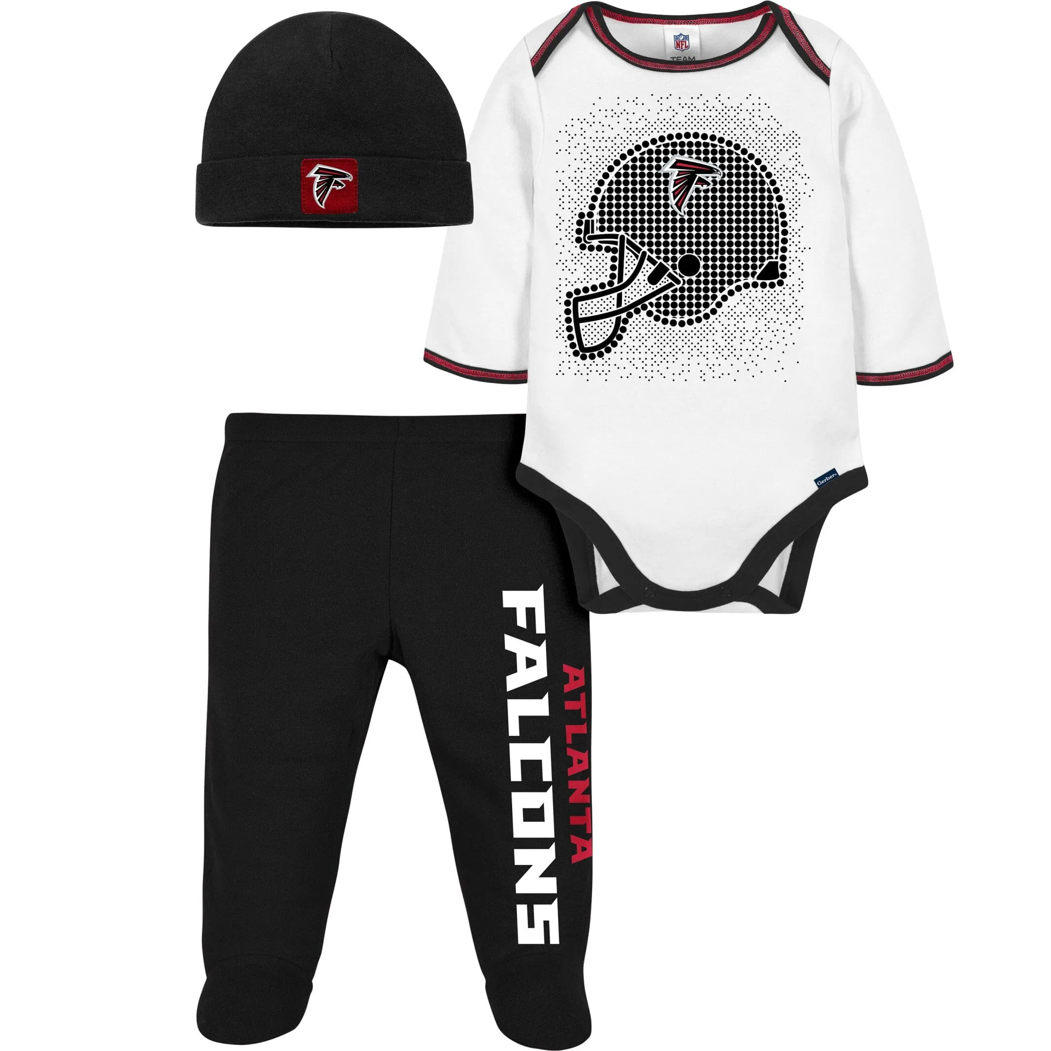 3-Piece Baby Boys Falcons Bodysuit, Footed Pant, & Cap Set Gerber Childrenswea