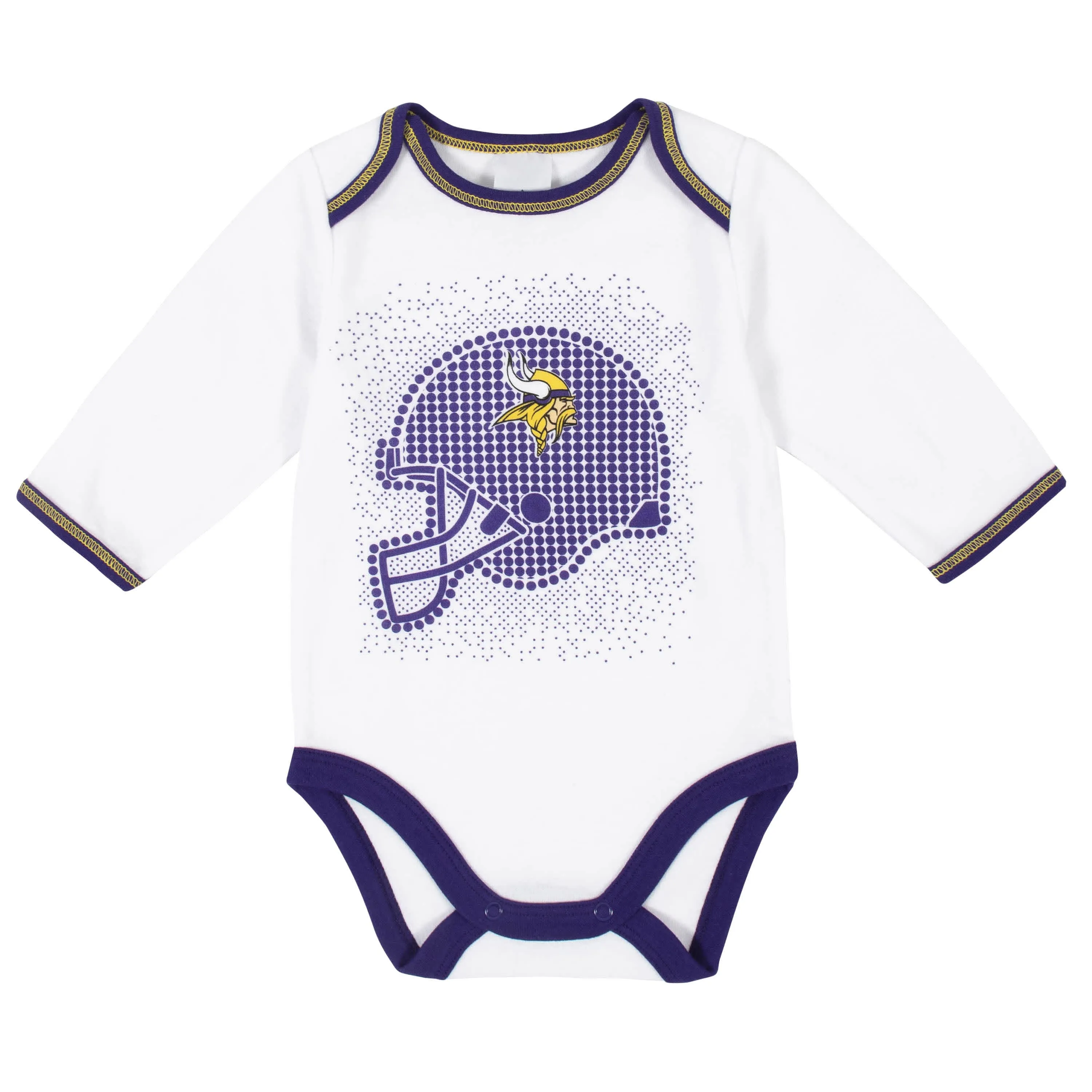 3-Piece Baby Boys Minnesota Vikings Bodysuit, Footed Pant, and Cap Set Gerber Childrenswea