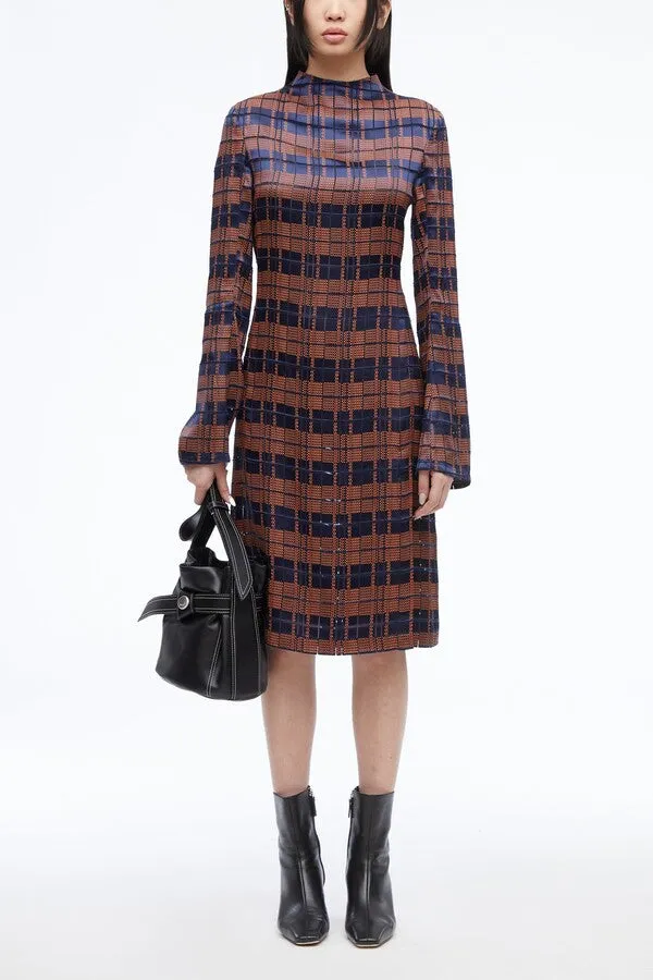 3.1 Phillip Lim Hester Plaid Devor Midi Dress in MIDNIGHT-RUST MULTI Size 6 NWT