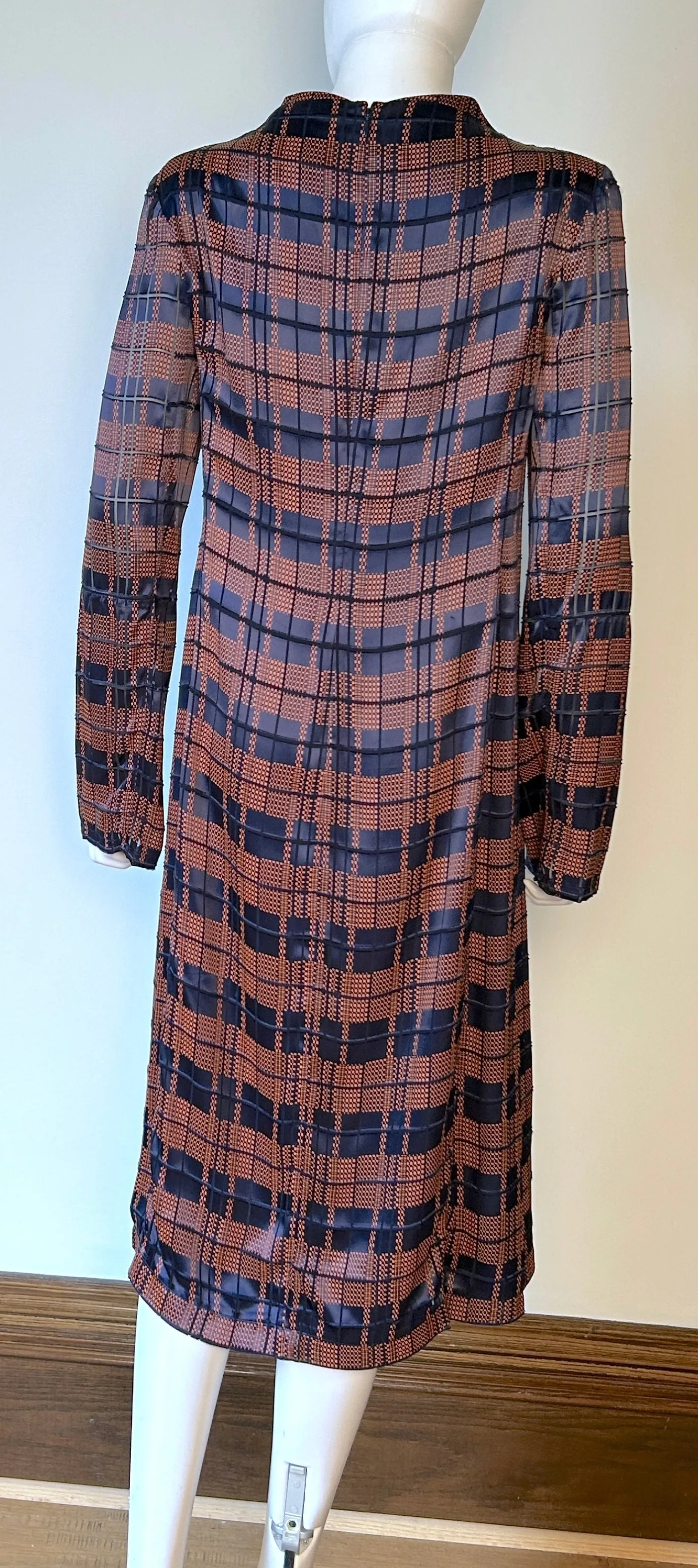3.1 Phillip Lim Hester Plaid Devor Midi Dress in MIDNIGHT-RUST MULTI Size 6 NWT