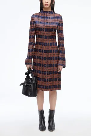 3.1 Phillip Lim Hester Plaid Devor Midi Dress in MIDNIGHT-RUST MULTI Size 6 NWT