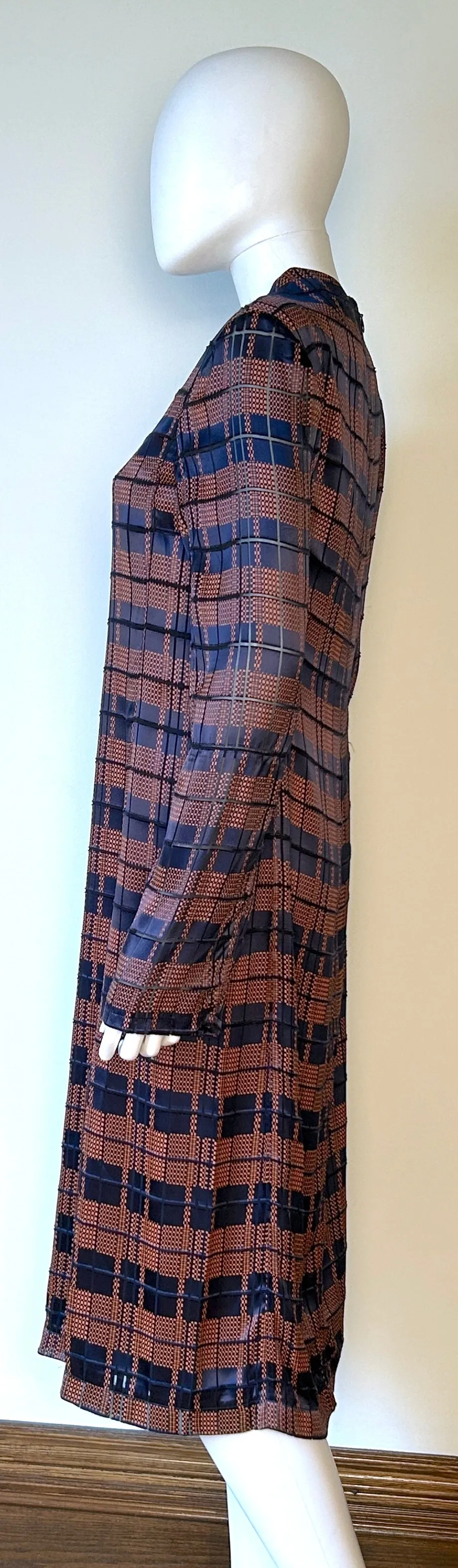 3.1 Phillip Lim Hester Plaid Devor Midi Dress in MIDNIGHT-RUST MULTI Size 6 NWT