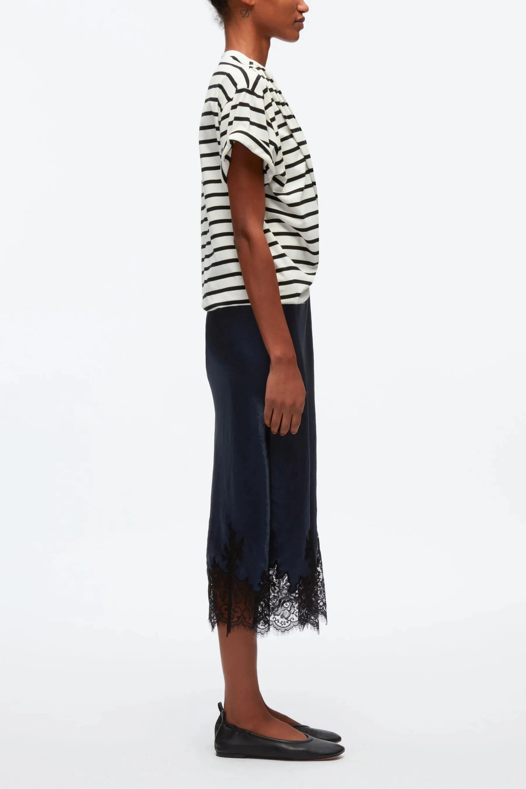 3.1 Phillip Lim Striped Draped T-shirt Slip Combo Dress Size Large NWT