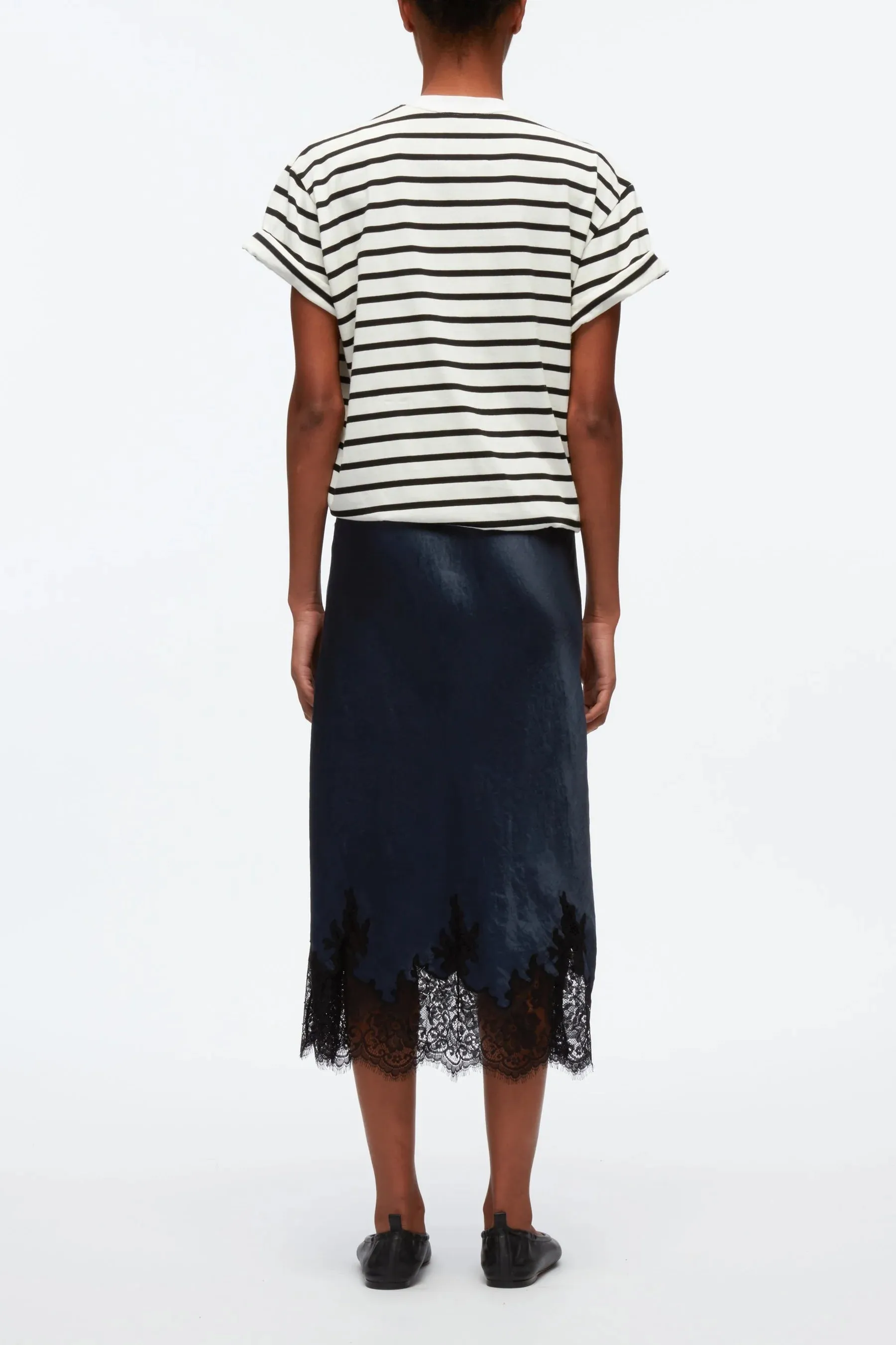 3.1 Phillip Lim Striped Draped T-shirt Slip Combo Dress Size Large NWT