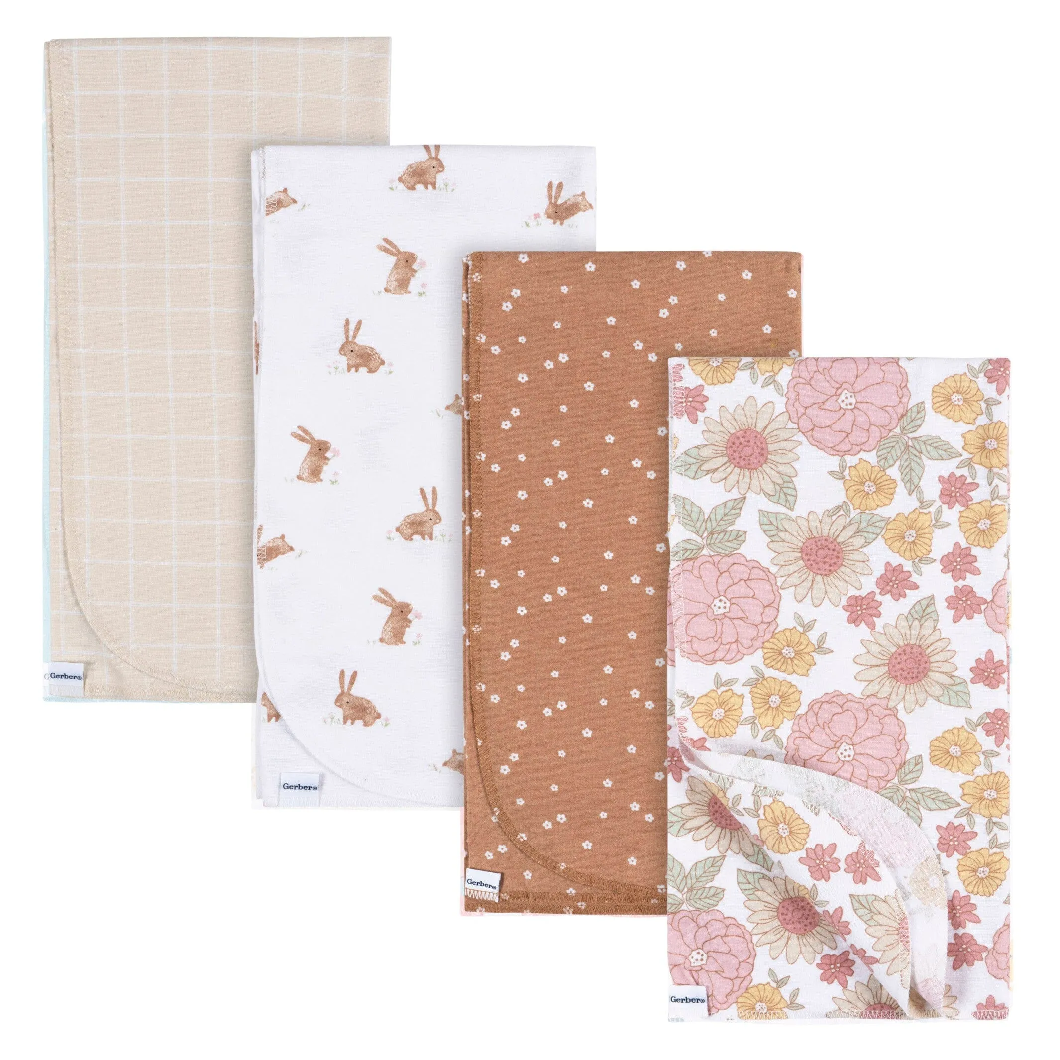 4-Pack Baby Girls Retro Floral Flannel Blankets Gerber Childrenswea