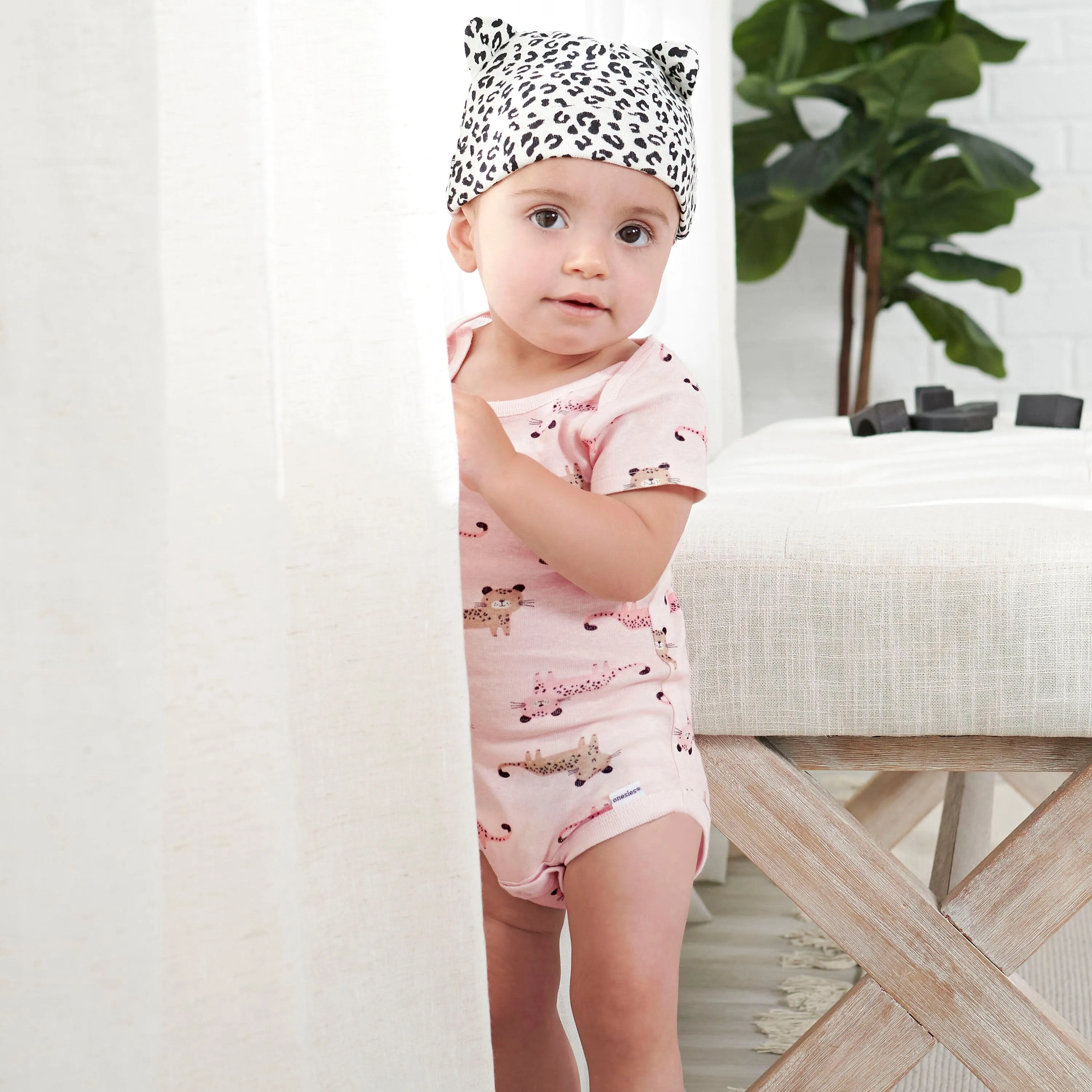 8-Pack Baby Girls Leopard Short Sleeve Onesies Bodysuits Gerber Childrenswea