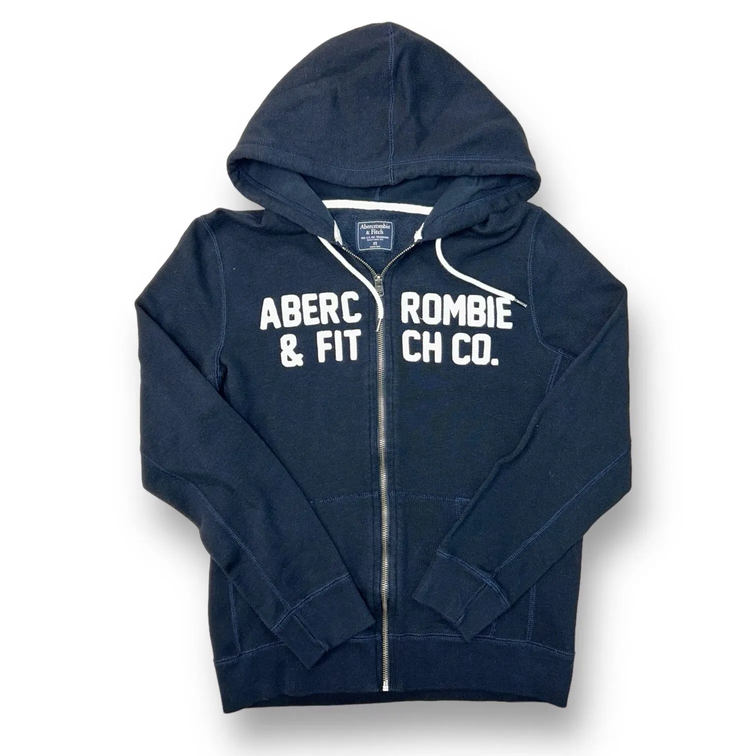 Abercrombie Men's XS Hoodie Classic Full Zip Navy Sweatshirt with Hood