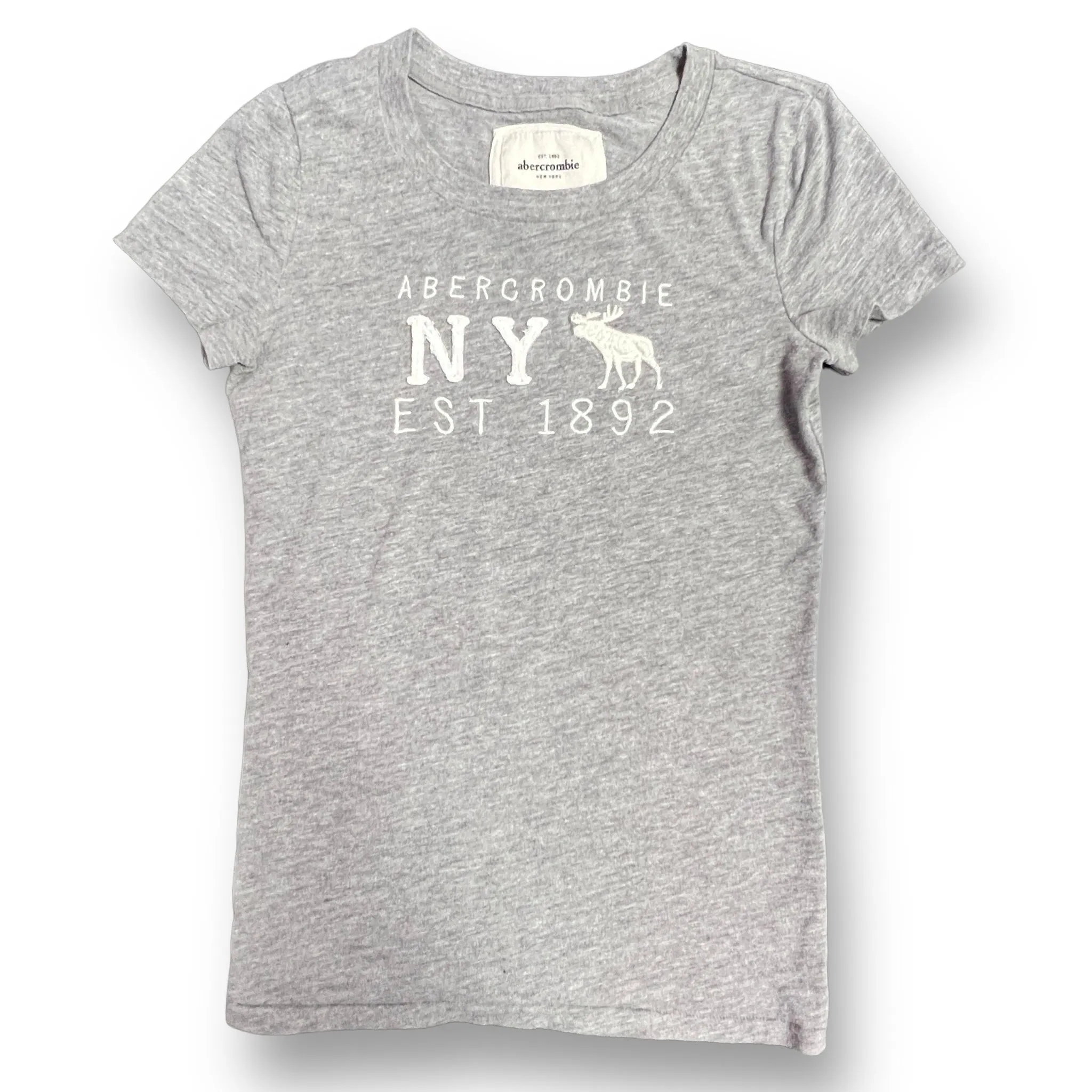 Abercrombie Youth Girl Size 16/18 Gray Embroidered Logo Tee