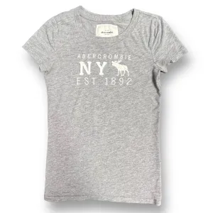Abercrombie Youth Girl Size 16/18 Gray Embroidered Logo Tee