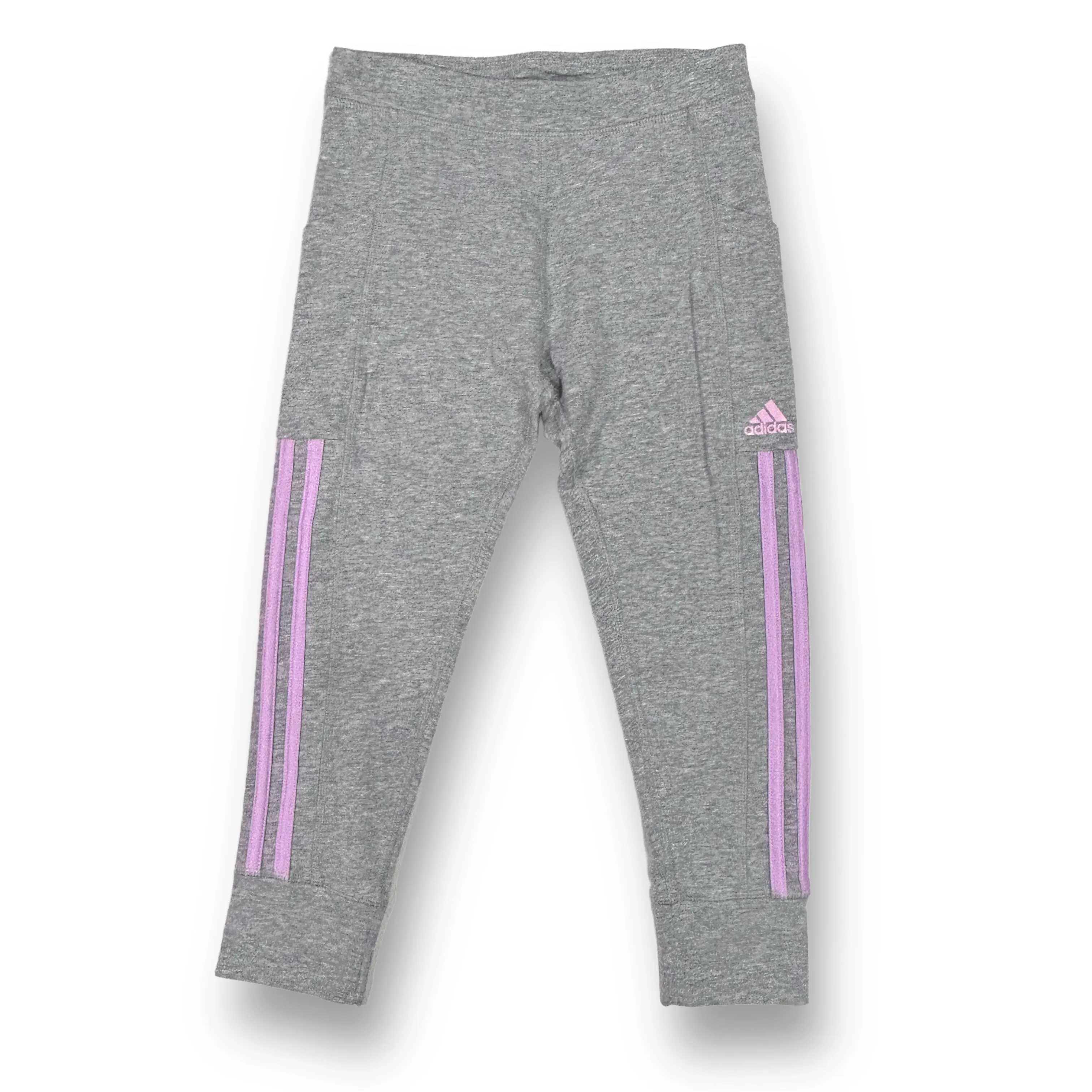 Adidas Size 10/12 Youth Girl Gray Athletic Capri Leggings with Pockets