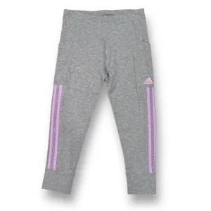 Adidas Size 10/12 Youth Girl Gray Athletic Capri Leggings with Pockets