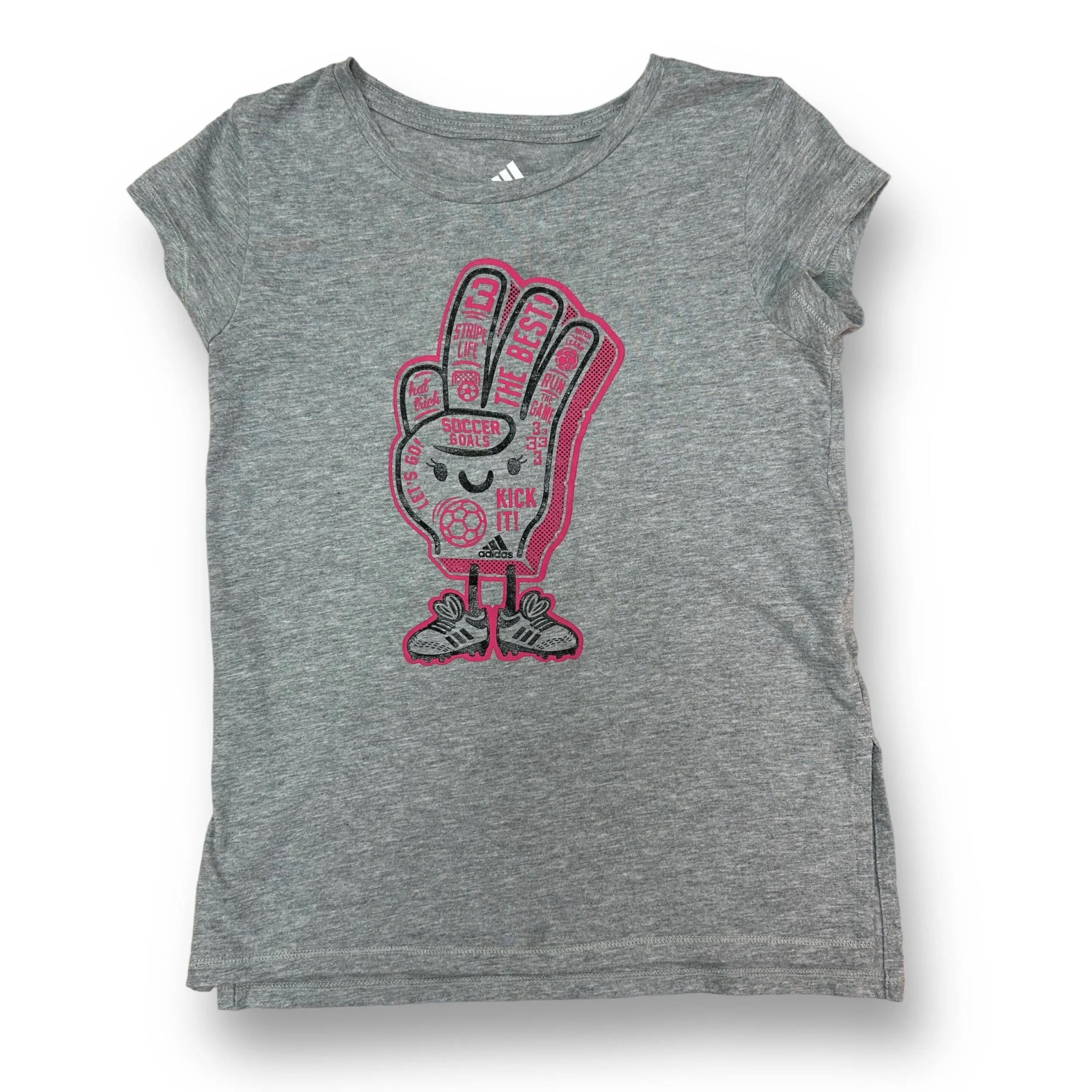 Adidas Youth Girl Size 10/12 Gray Soccer Goals YMD Tee