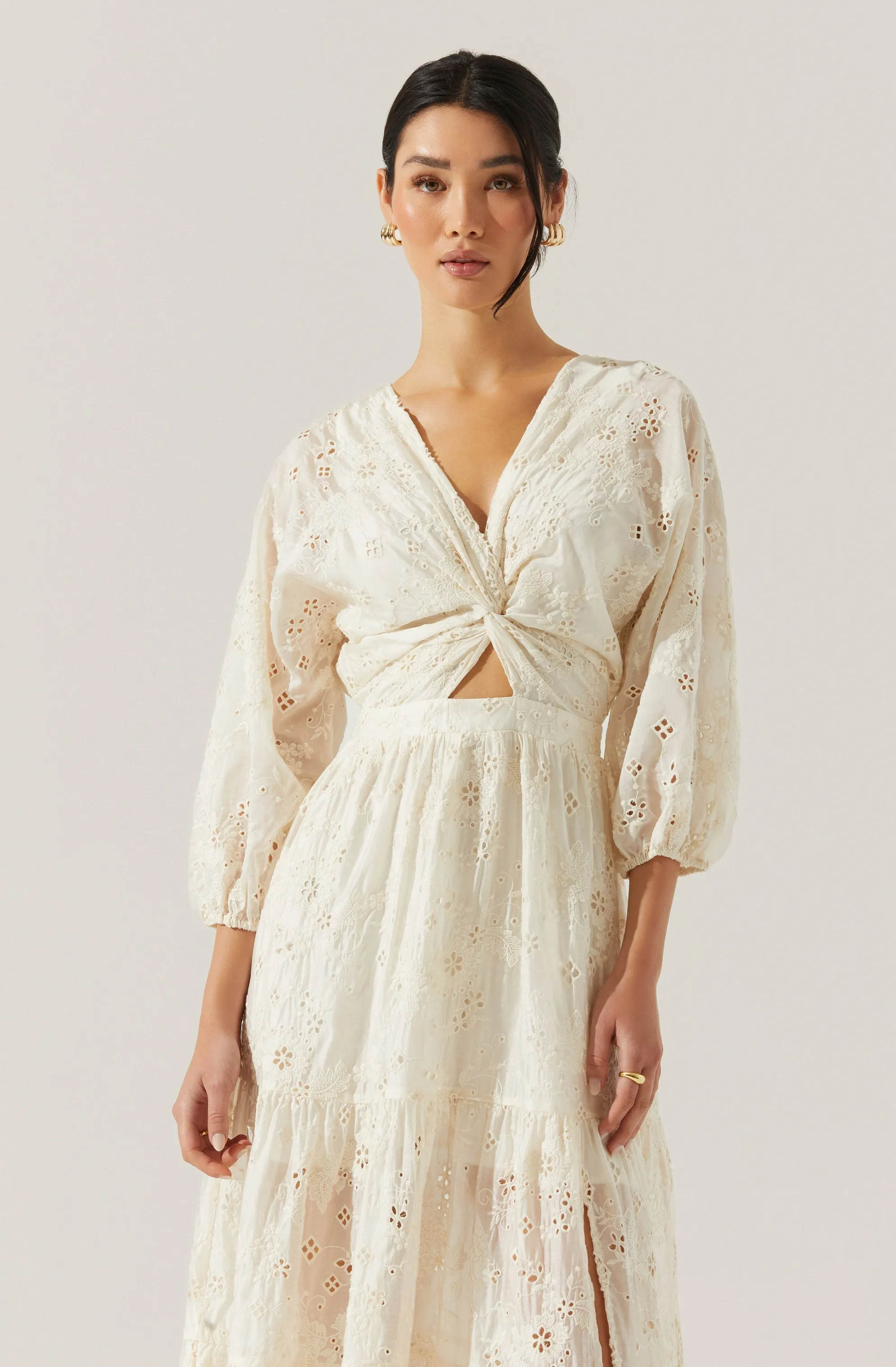 Affordable Luxury Jesalyn Floral Eyelet Maxi Dress  Limited Release!