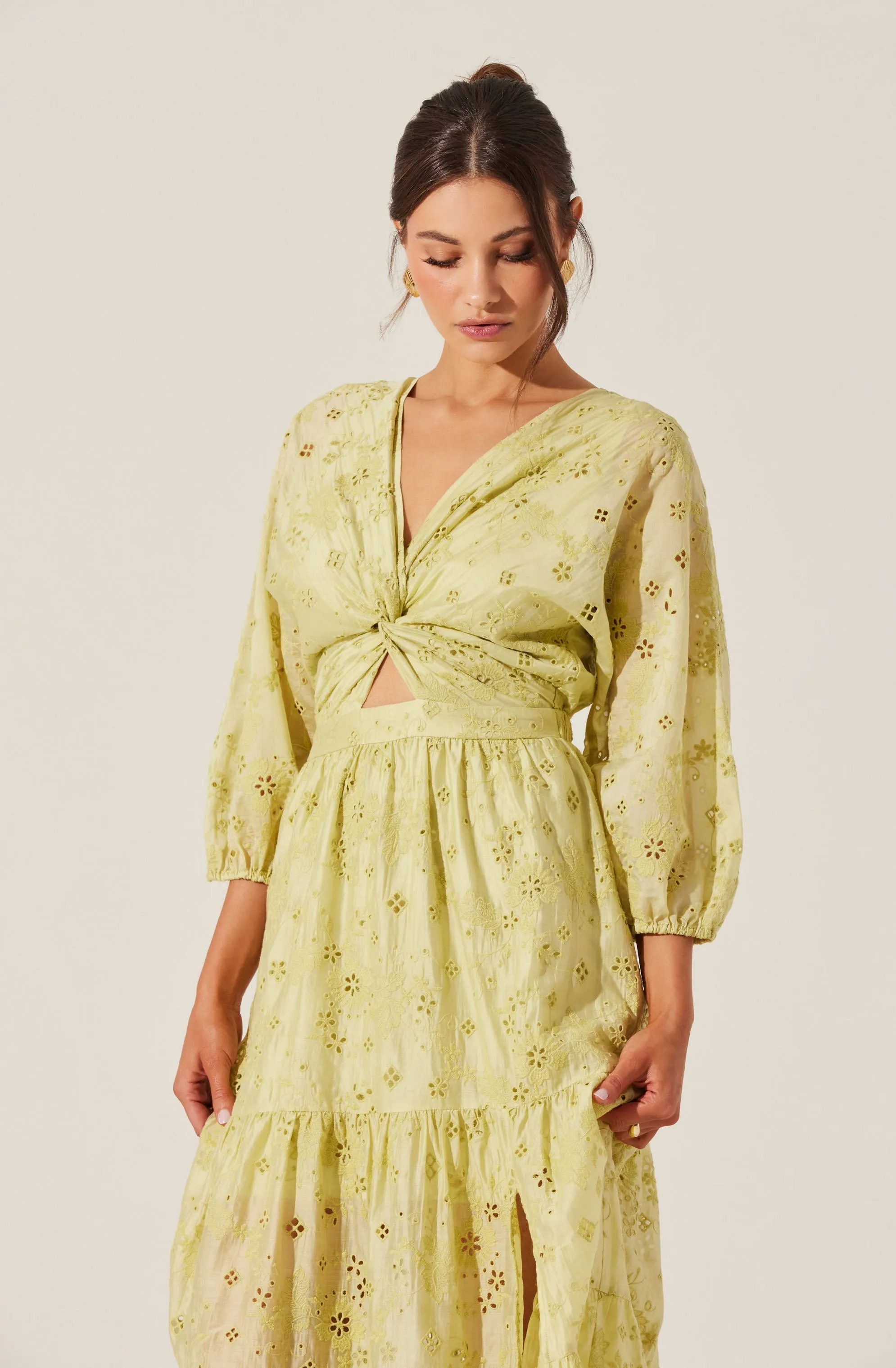 Affordable Luxury Jesalyn Floral Eyelet Maxi Dress  Limited Release!