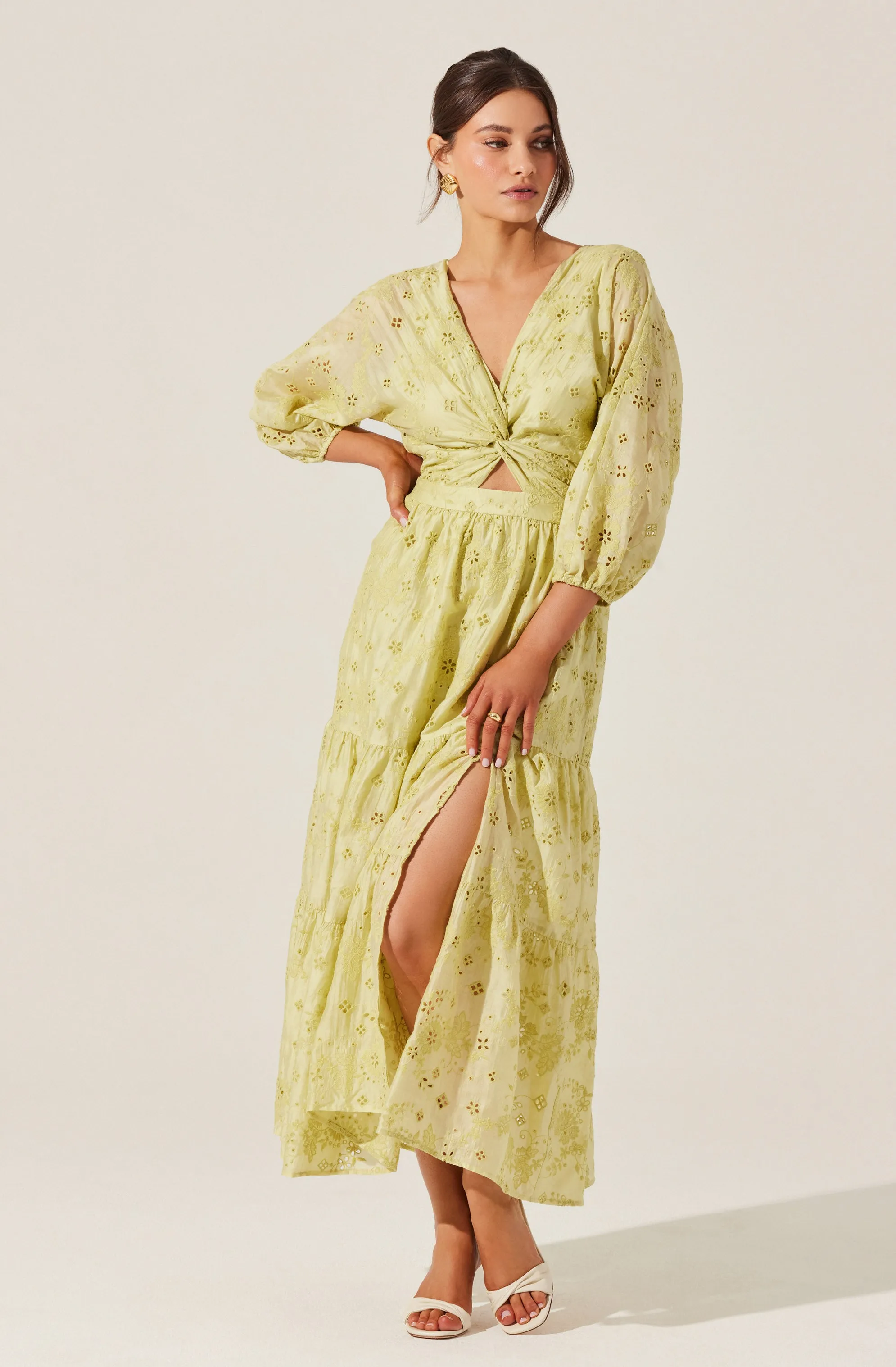 Affordable Luxury Jesalyn Floral Eyelet Maxi Dress  Limited Release!