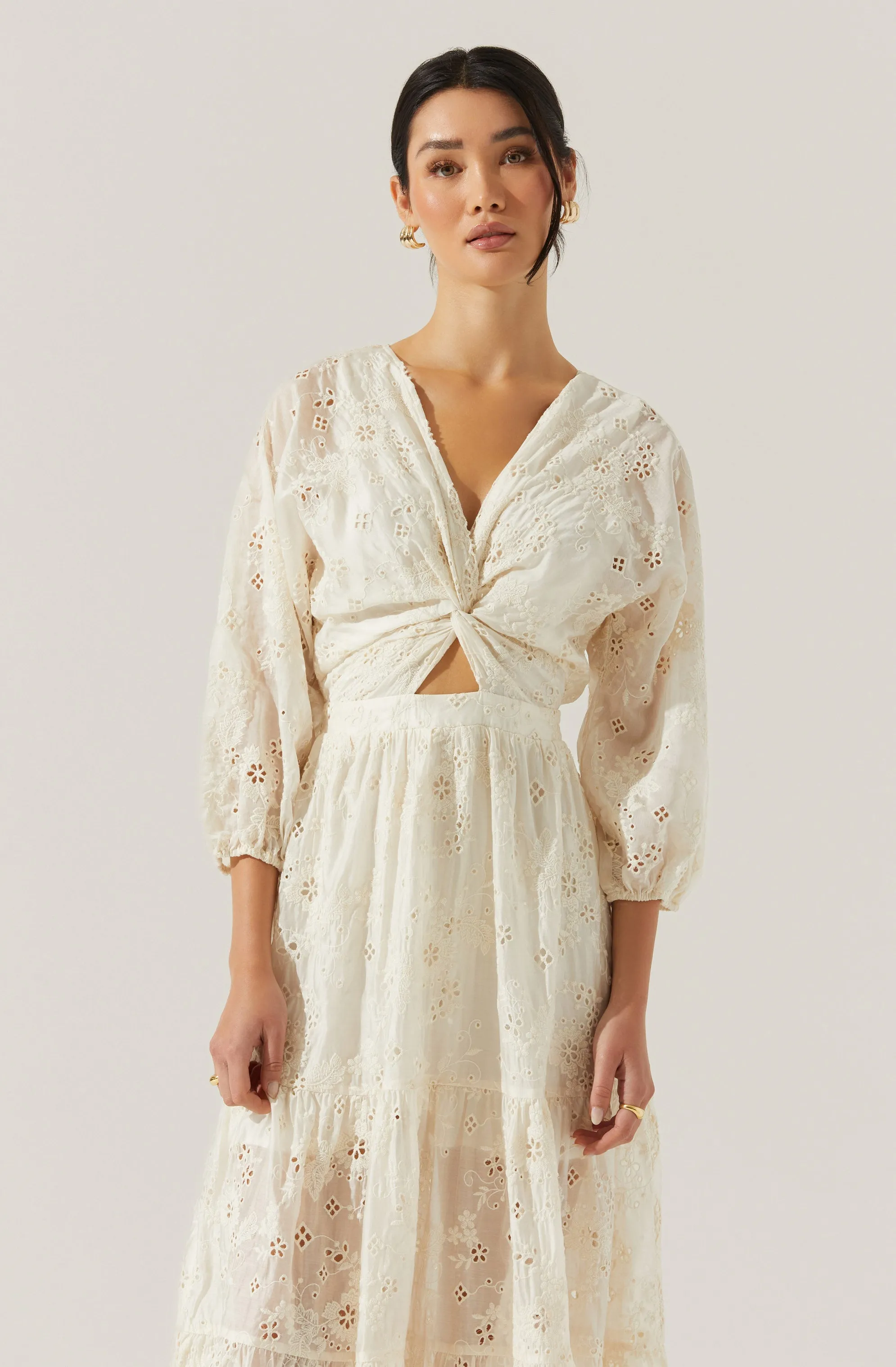 Affordable Luxury Jesalyn Floral Eyelet Maxi Dress  Limited Release!