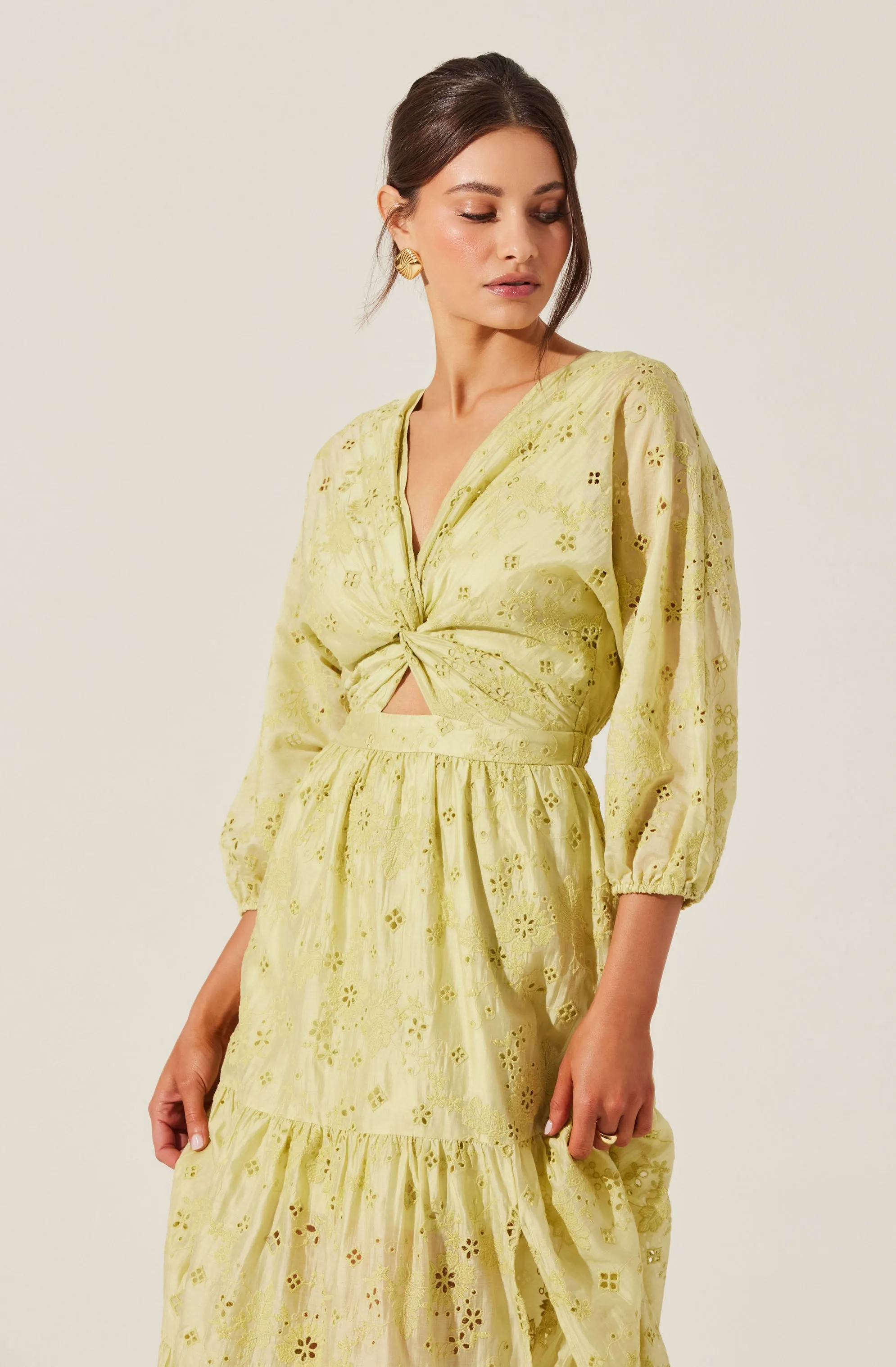 Affordable Luxury Jesalyn Floral Eyelet Maxi Dress  Limited Release!