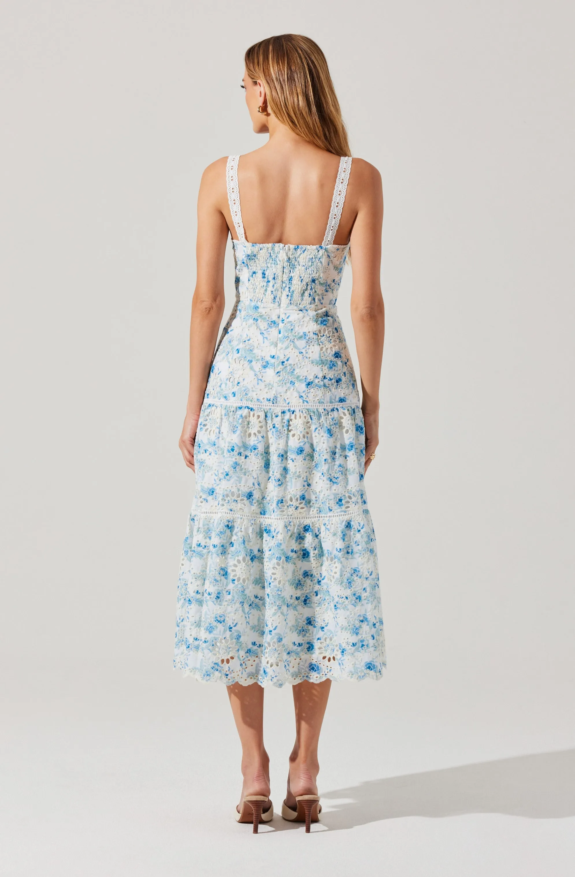 Affordable Luxury Pellagia Floral Eyelet Midi Dress  Almost Gone!