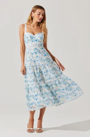 Affordable Luxury Pellagia Floral Eyelet Midi Dress  Almost Gone!