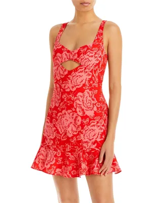 Affordable Luxury Womens Floral Print Mini Fit & Flare Dress  Going Fast!