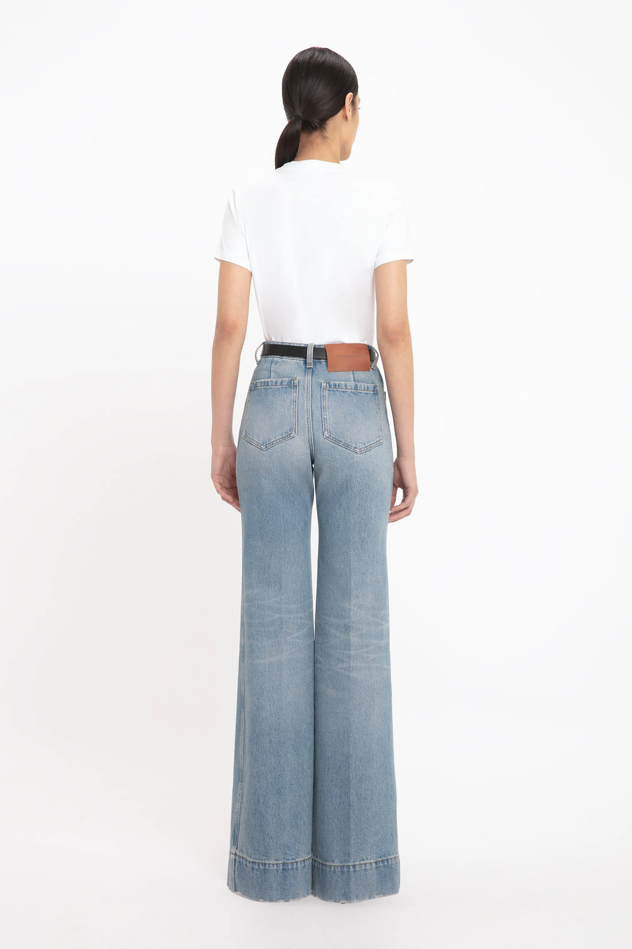 Alina High Waisted Jean In Pale Blue Wash Victoria Beckham