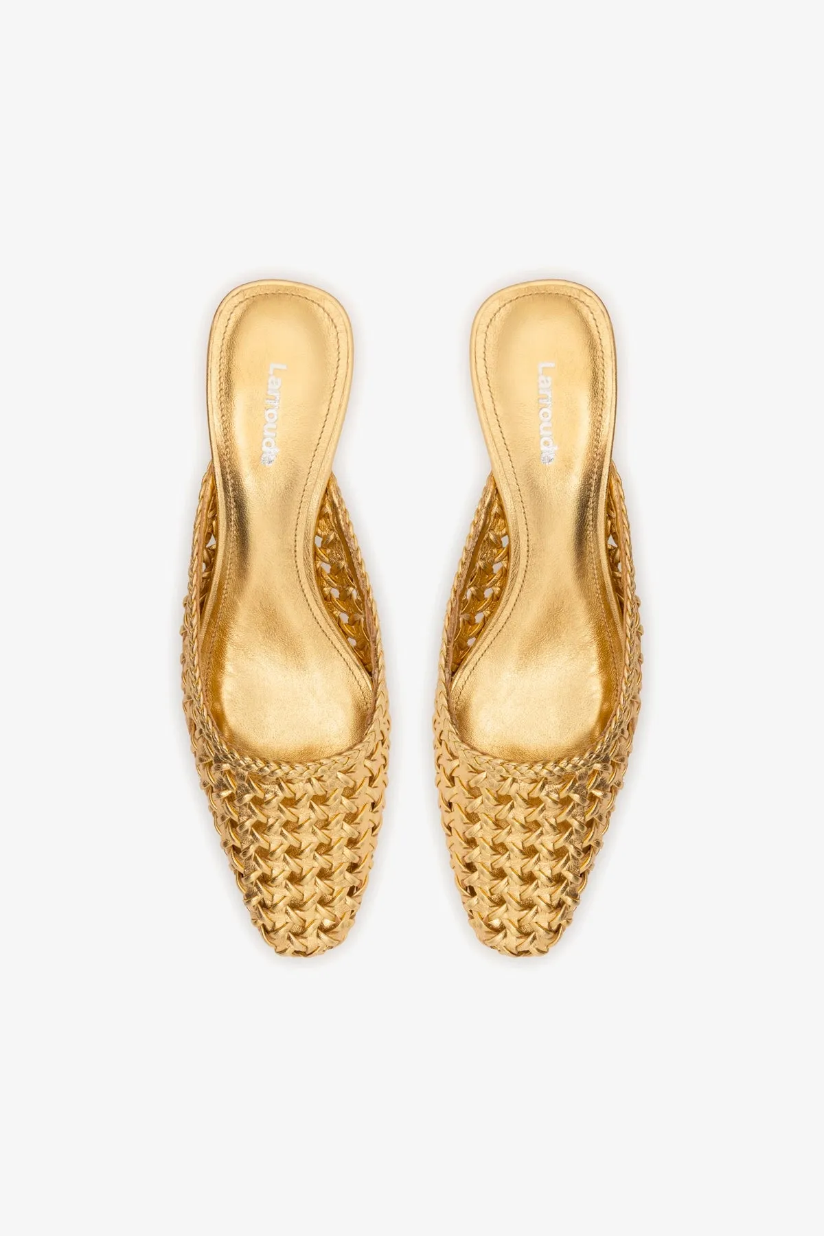 Amal Macrame Mule In Gold Metallic Leather