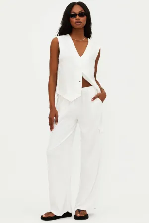 Amara Pant White Linen Beach Riot
