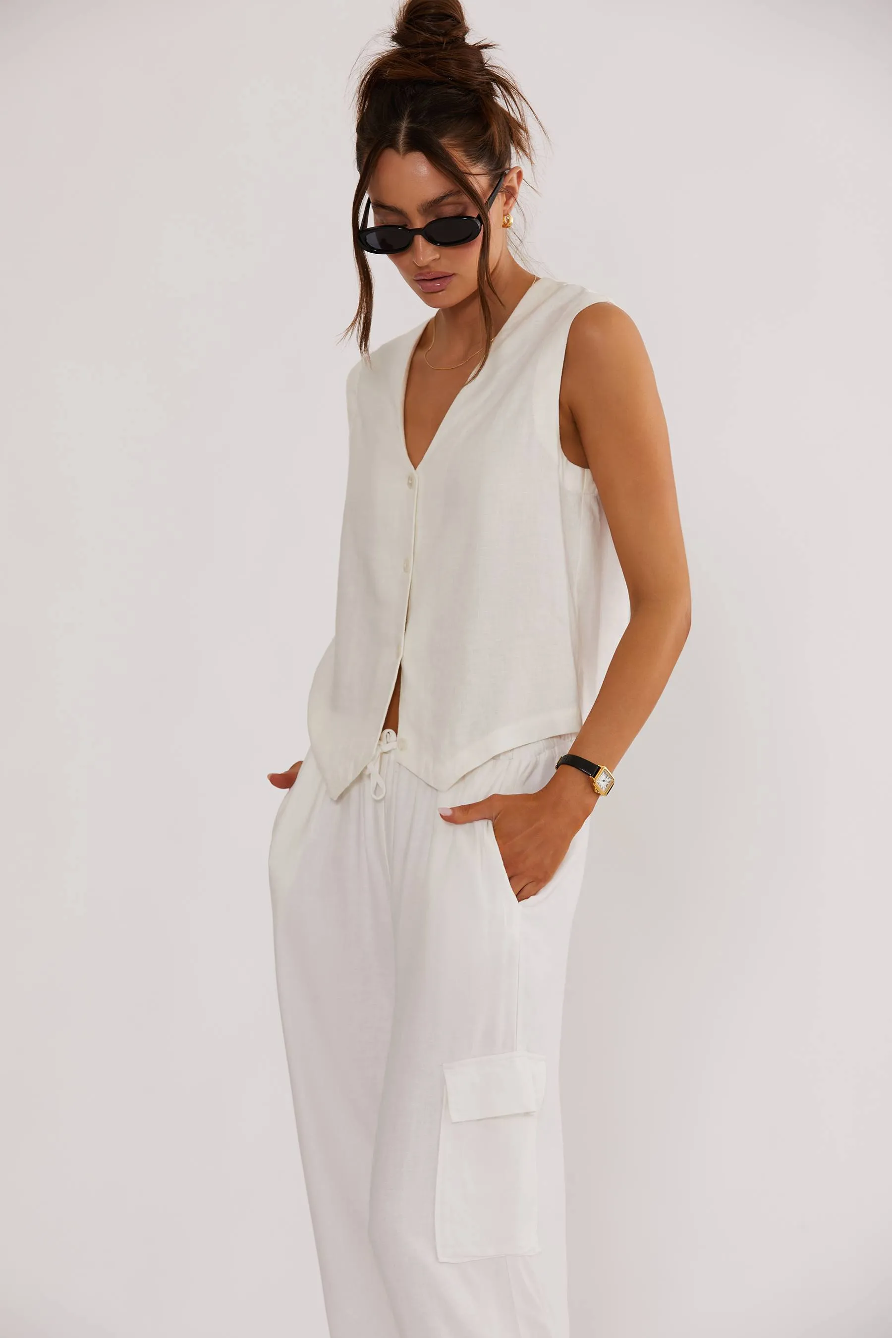 Amara Pant White Linen Beach Riot