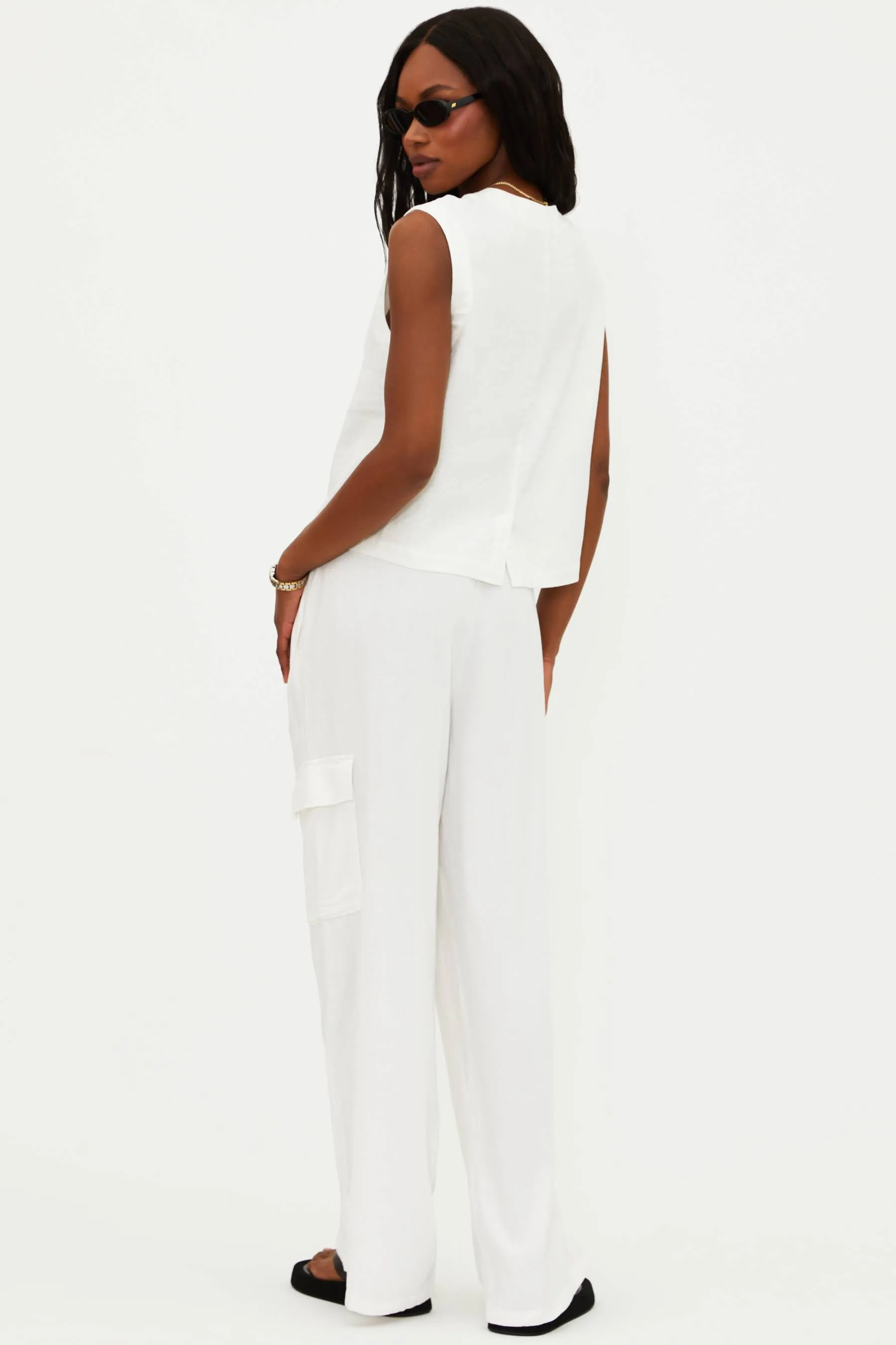 Amara Pant White Linen Beach Riot